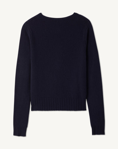 Pull col rond-MARINE-100% cachemire