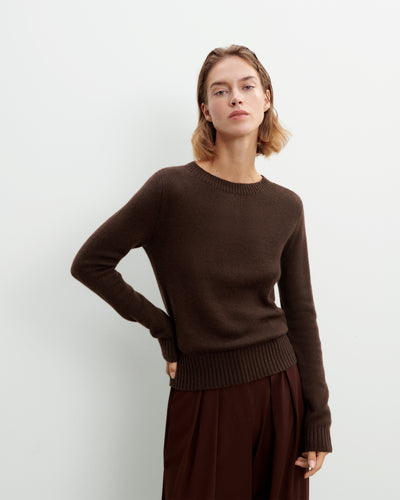 Pull col rond-CHOCOLAT-100% cachemire