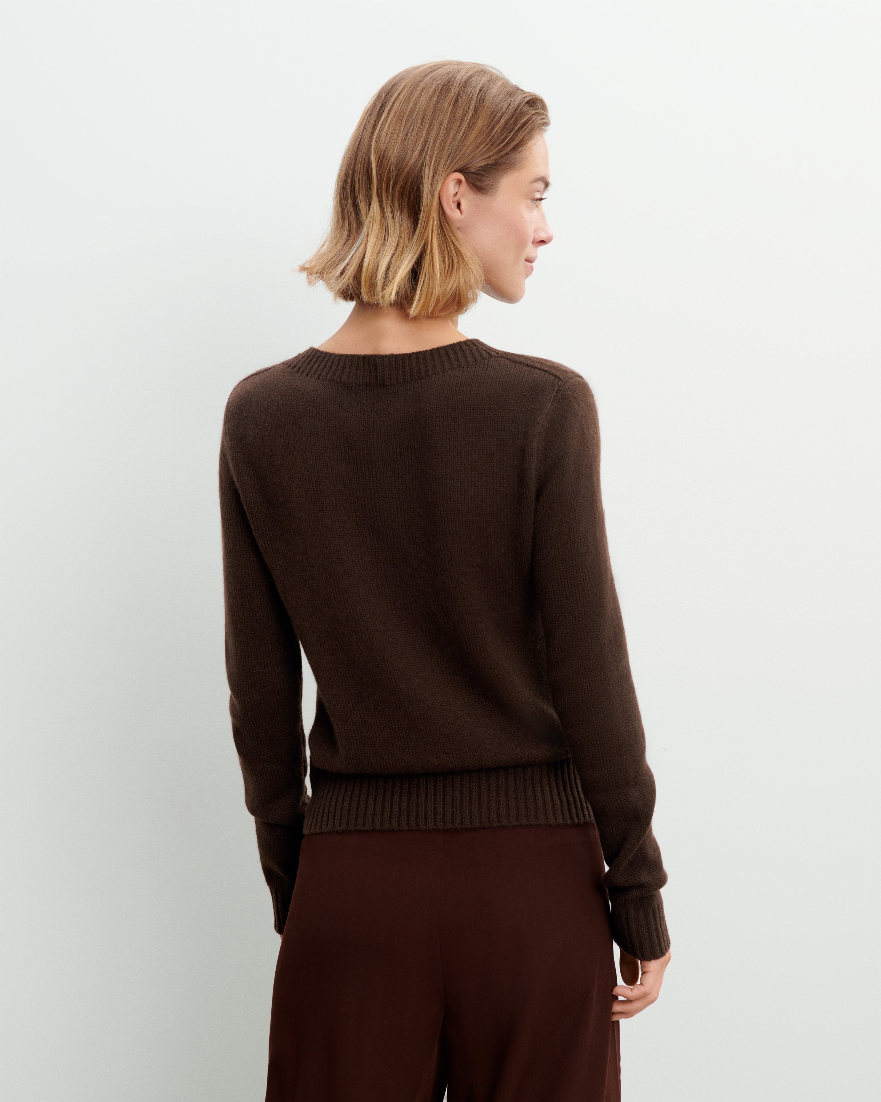 Pull col rond-CHOCOLAT-100% cachemire
