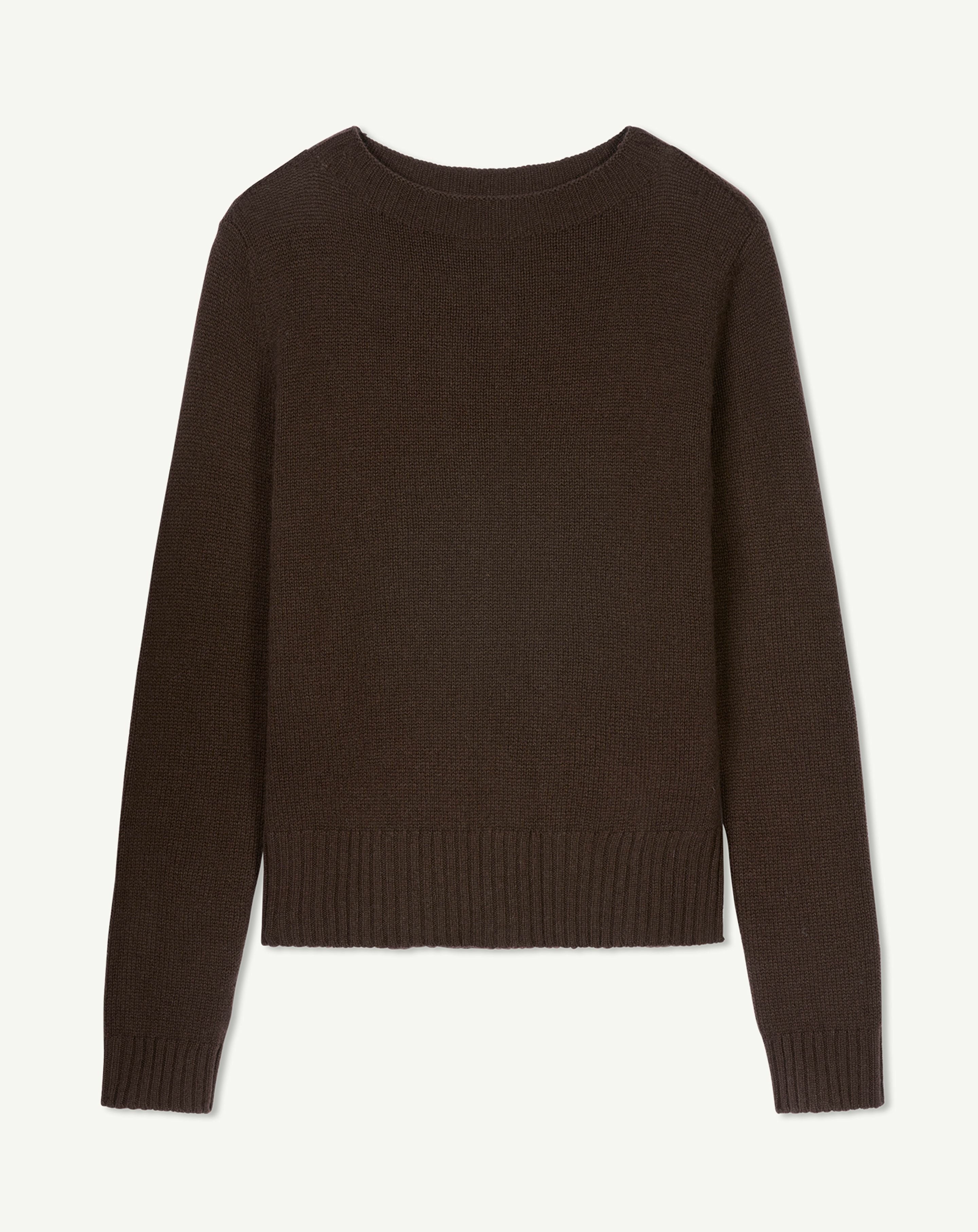 Pull col rond-CHOCOLAT-100% cachemire