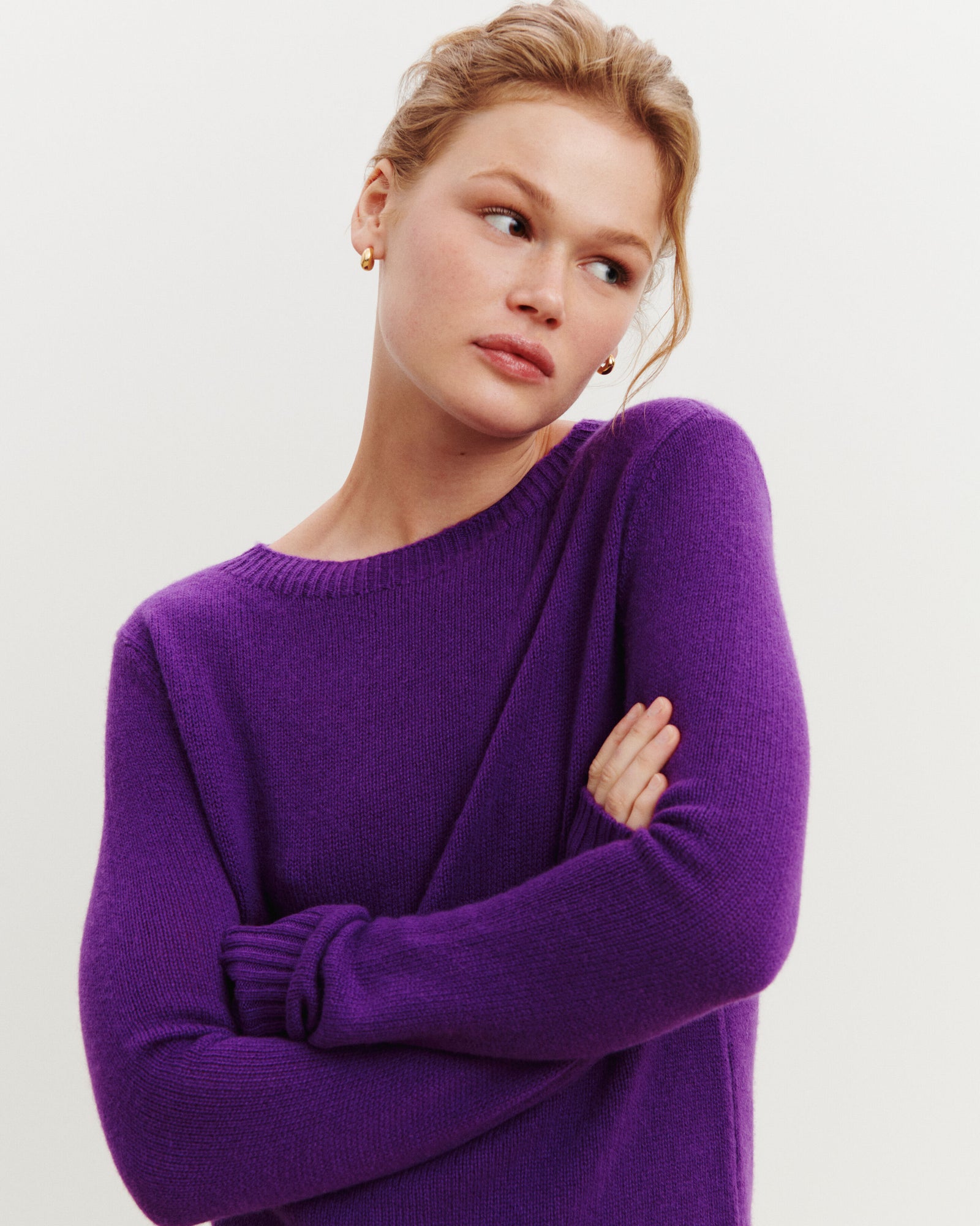 Pull col rond Léa-CYCLAMEN-100% cachemire