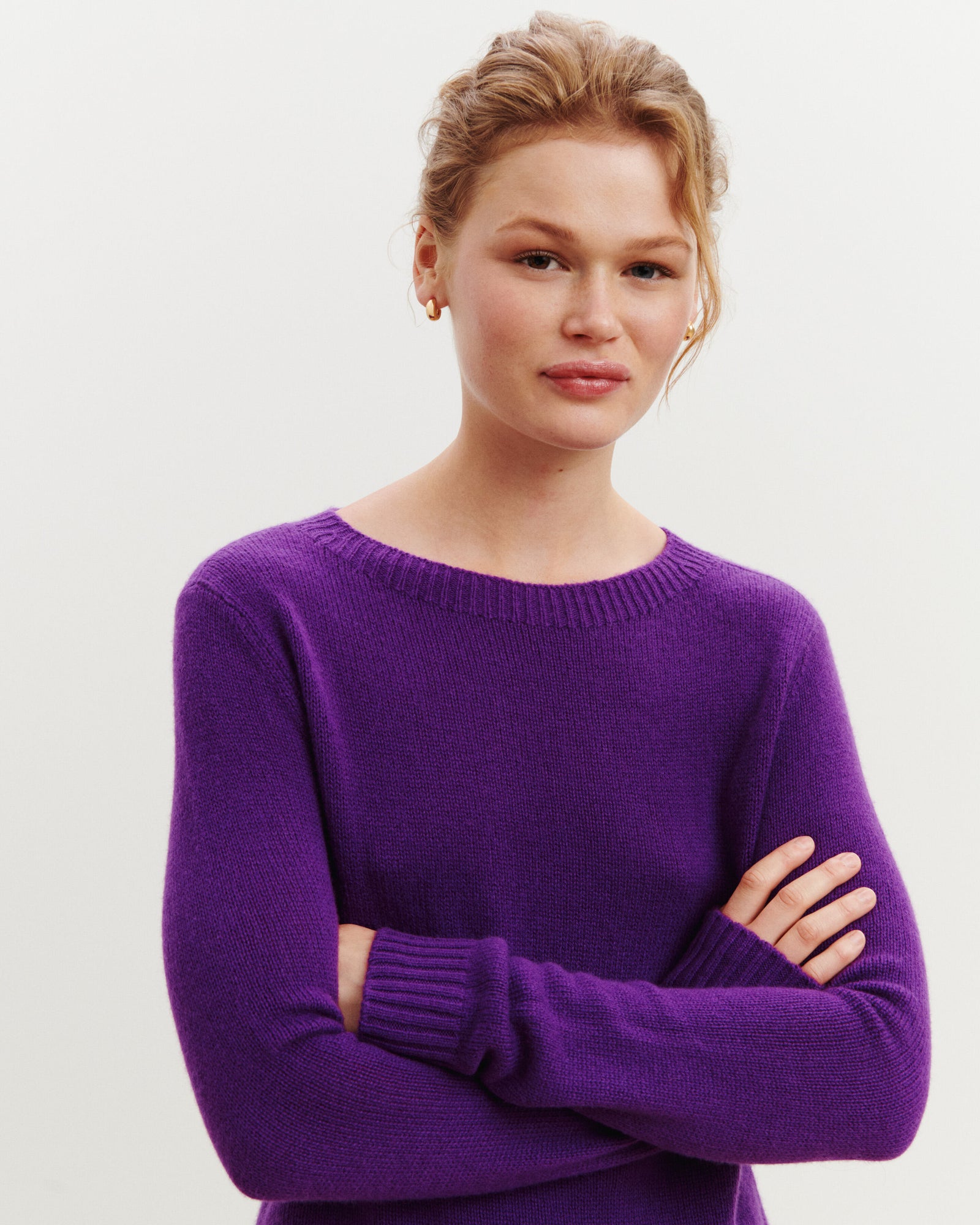 Pull col rond Léa-CYCLAMEN-100% cachemire