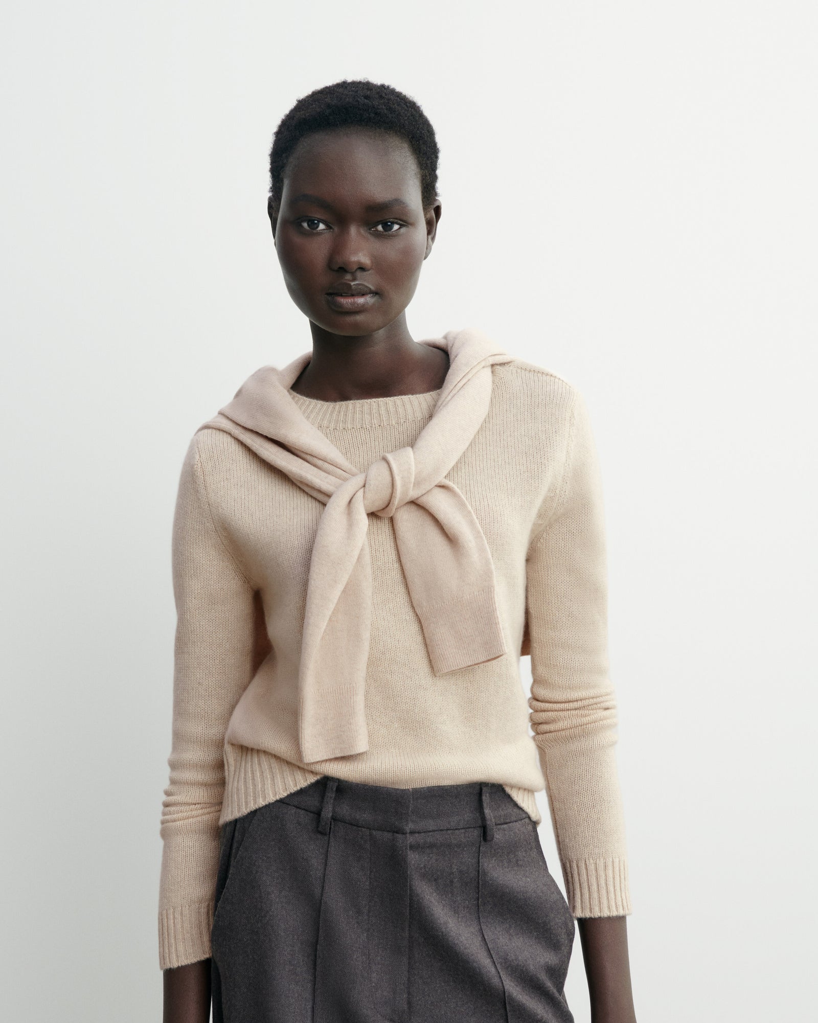 Pull col rond droit-AVOINE-100% CACHEMIRE