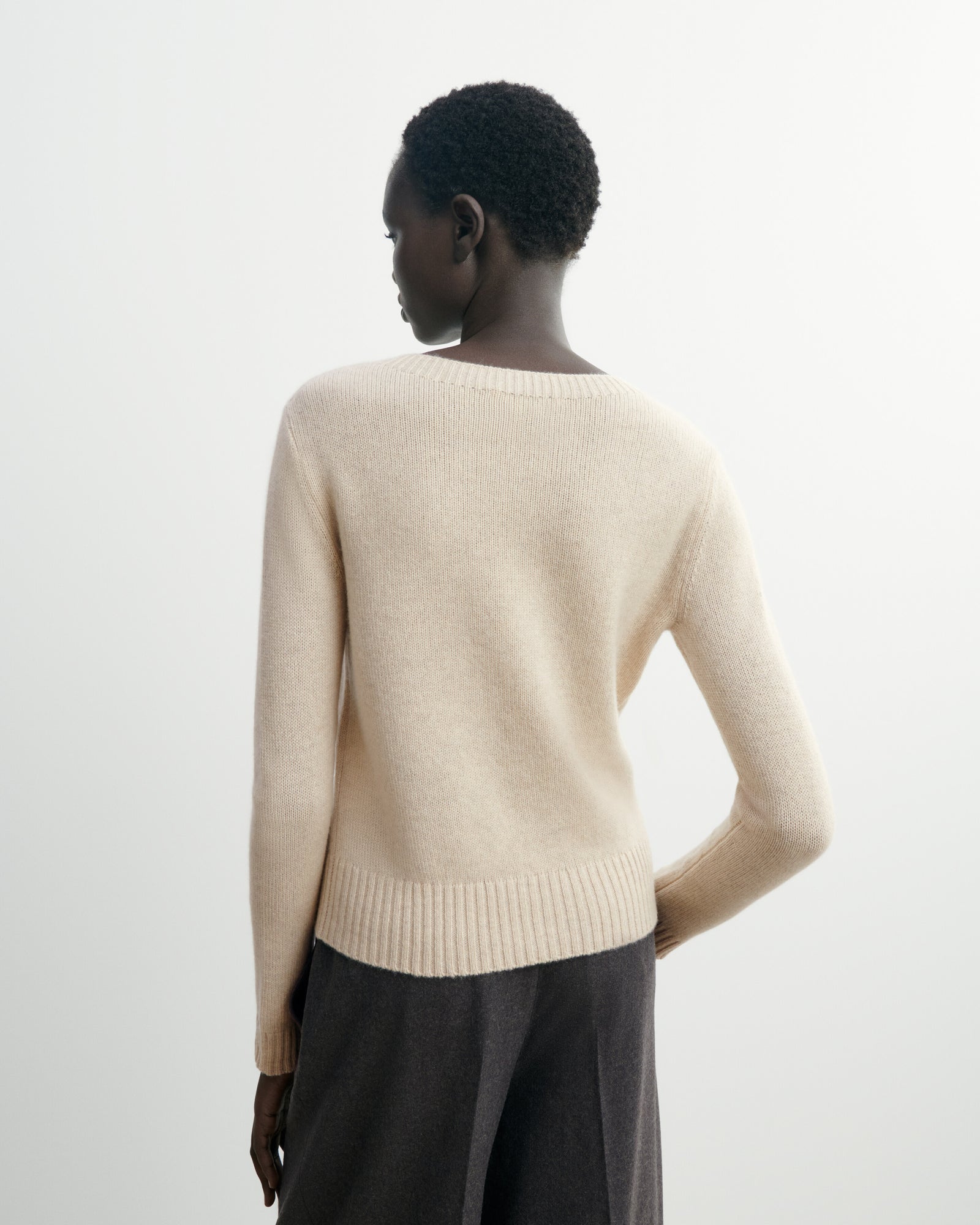 Pull col rond droit-AVOINE-100% CACHEMIRE