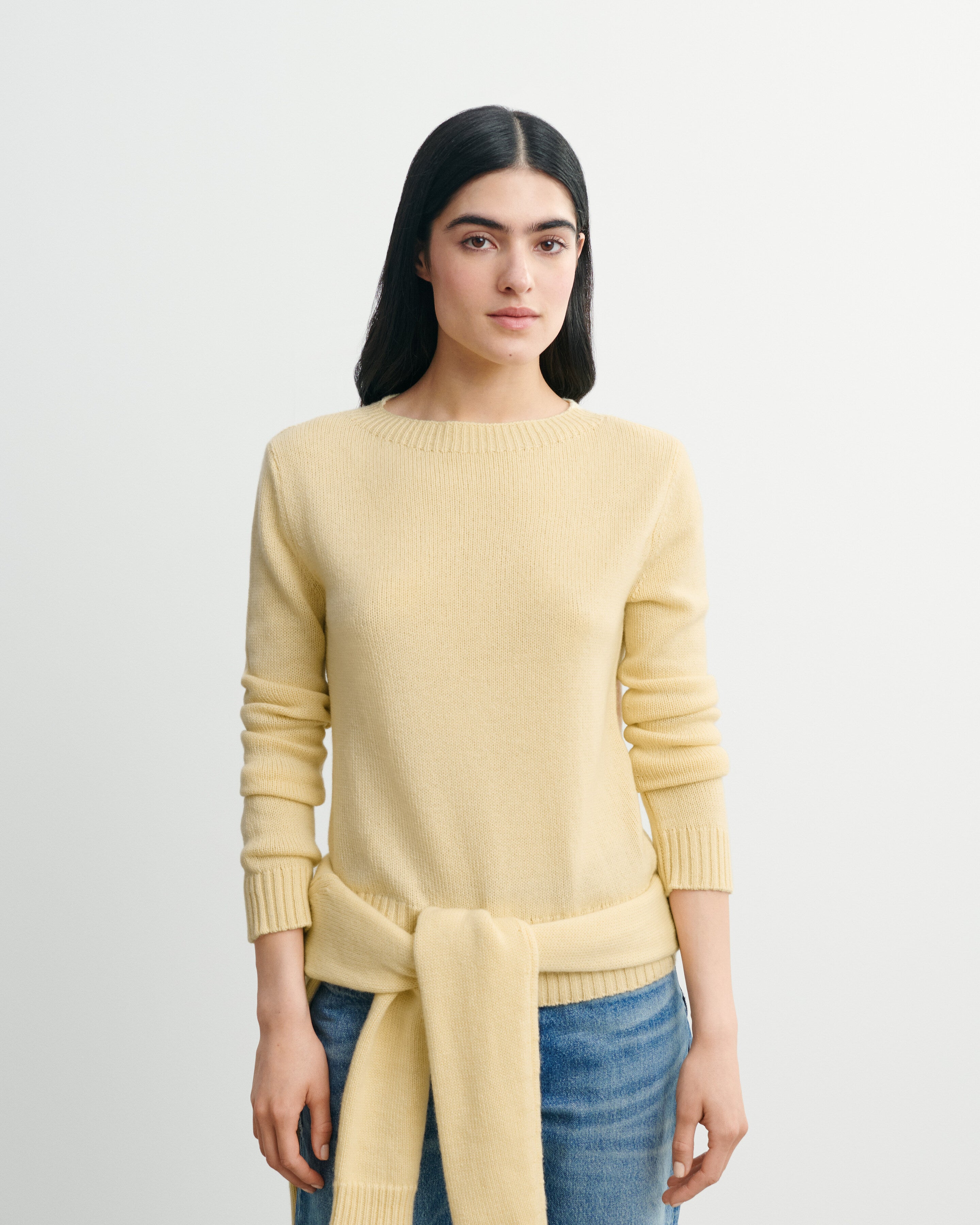 Pull col rond-JAUNE PRIMEVERE-100% cachemire