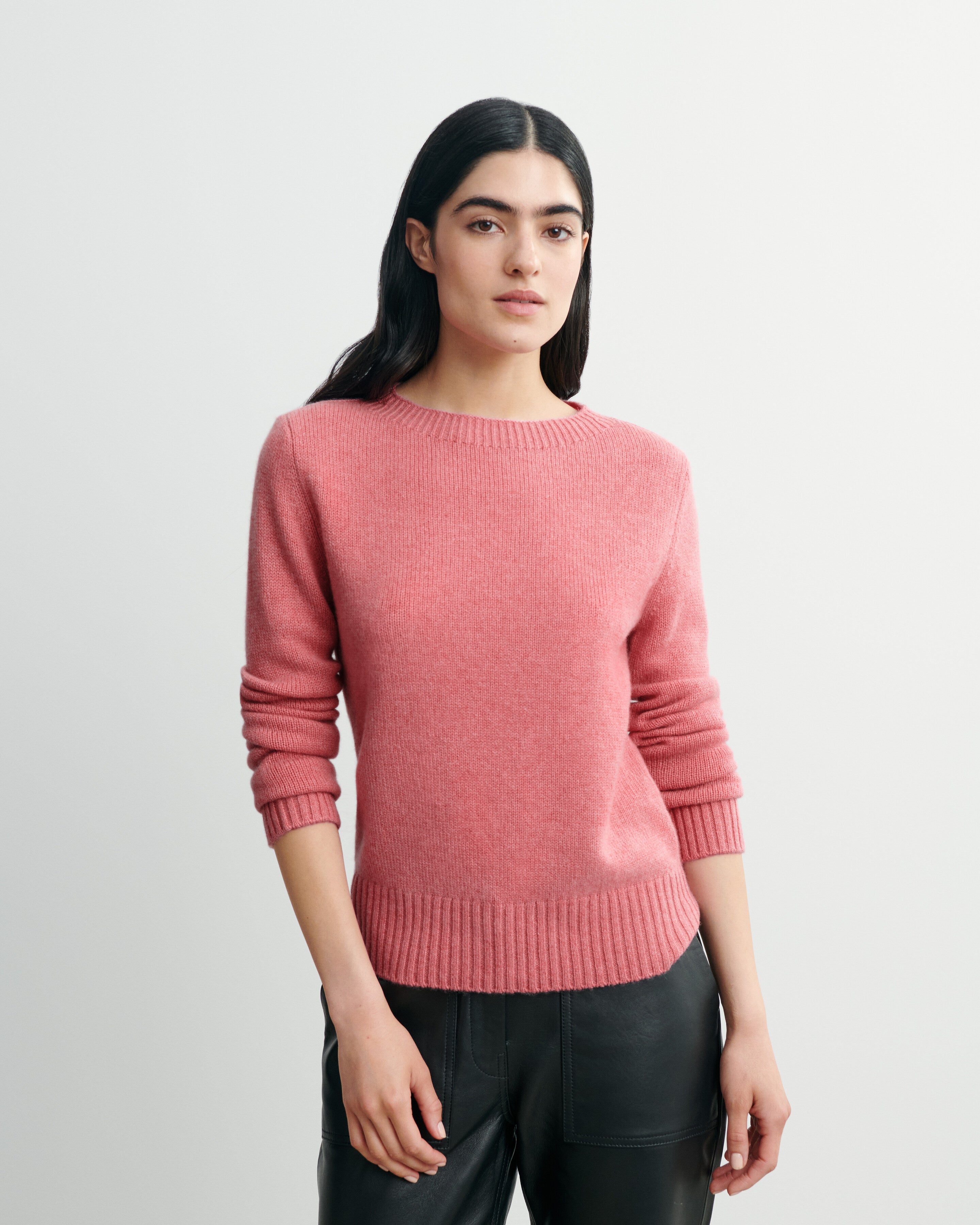 Pull col rond-ROSE CAMEO-100% cachemire