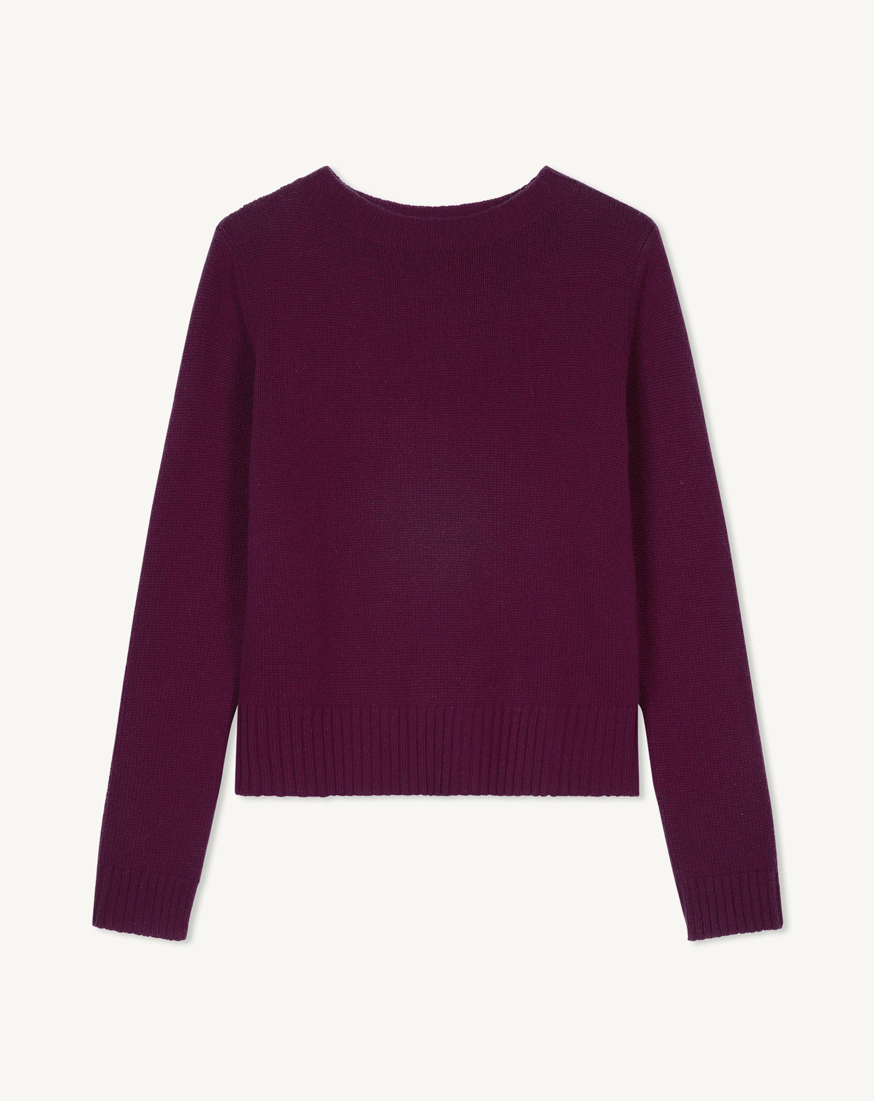 Pull col rond-PRUNE DAMAS-100% cachemire