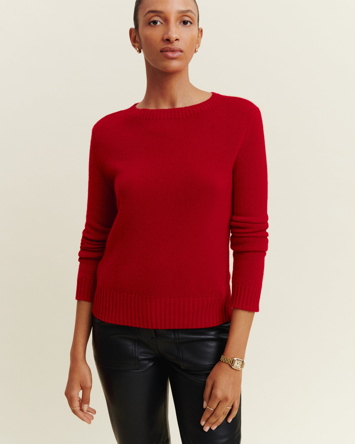 Pull col rond Léa-ROUGE QUARANTE-100% cachemire