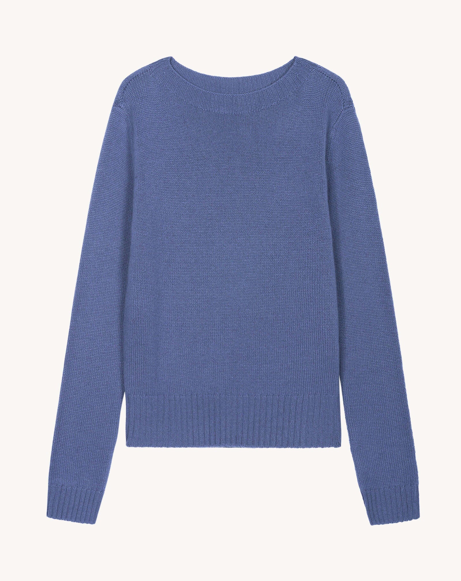 Pull col rond-BLEU ATLAS-100% cachemire