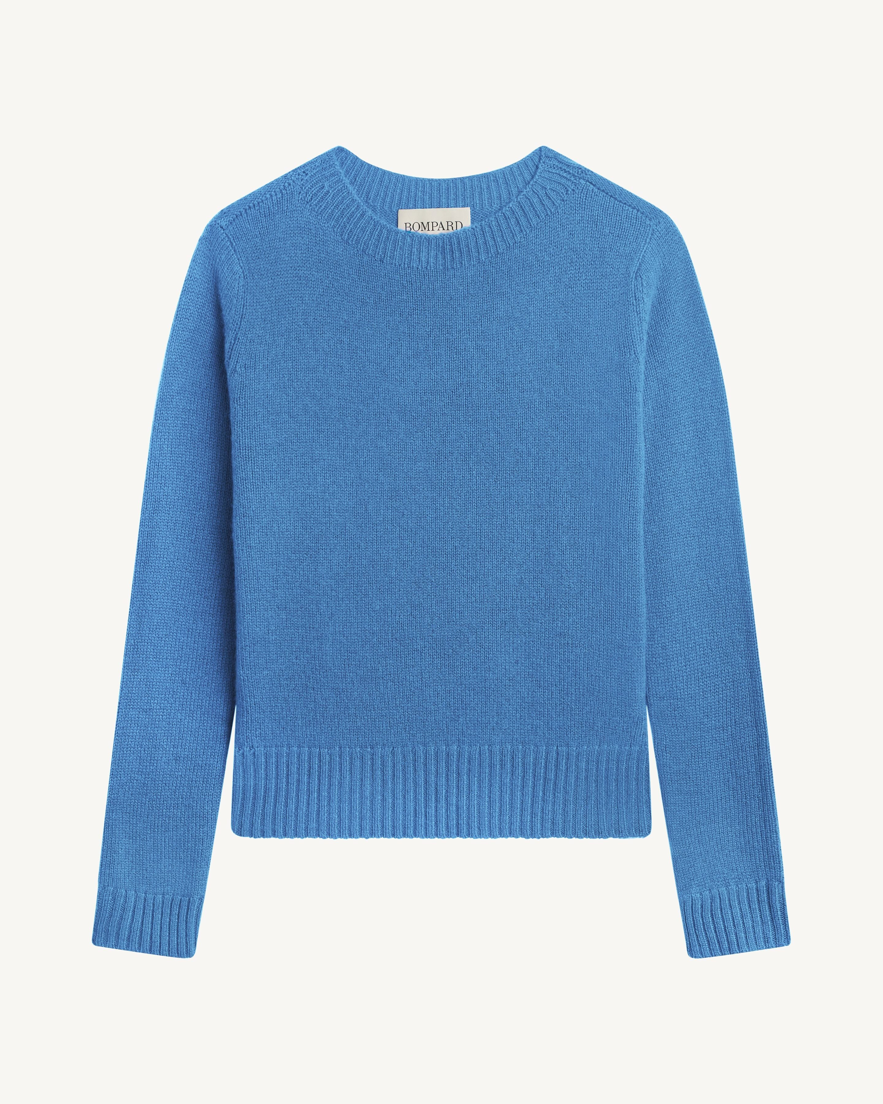 Pull col rond-BLEU DE DELFT-100% cachemire