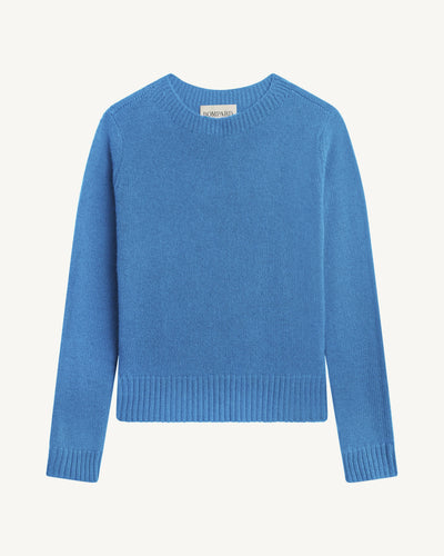 Pull col rond-BLEU DE DELFT-100% cachemire