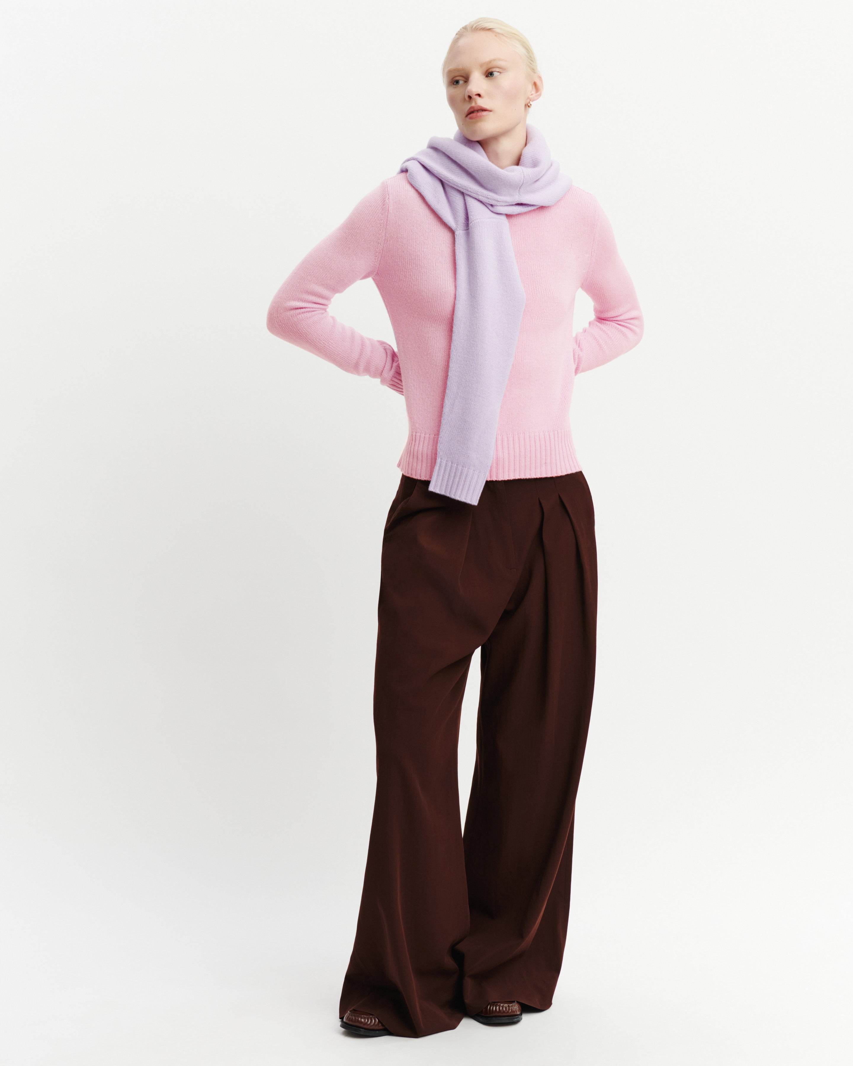 Pull col rond Léa-ROSE QUARTZ-100% cachemire