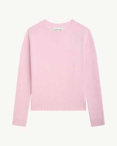 Pull col rond-ROSE QUARTZ-100% cachemire