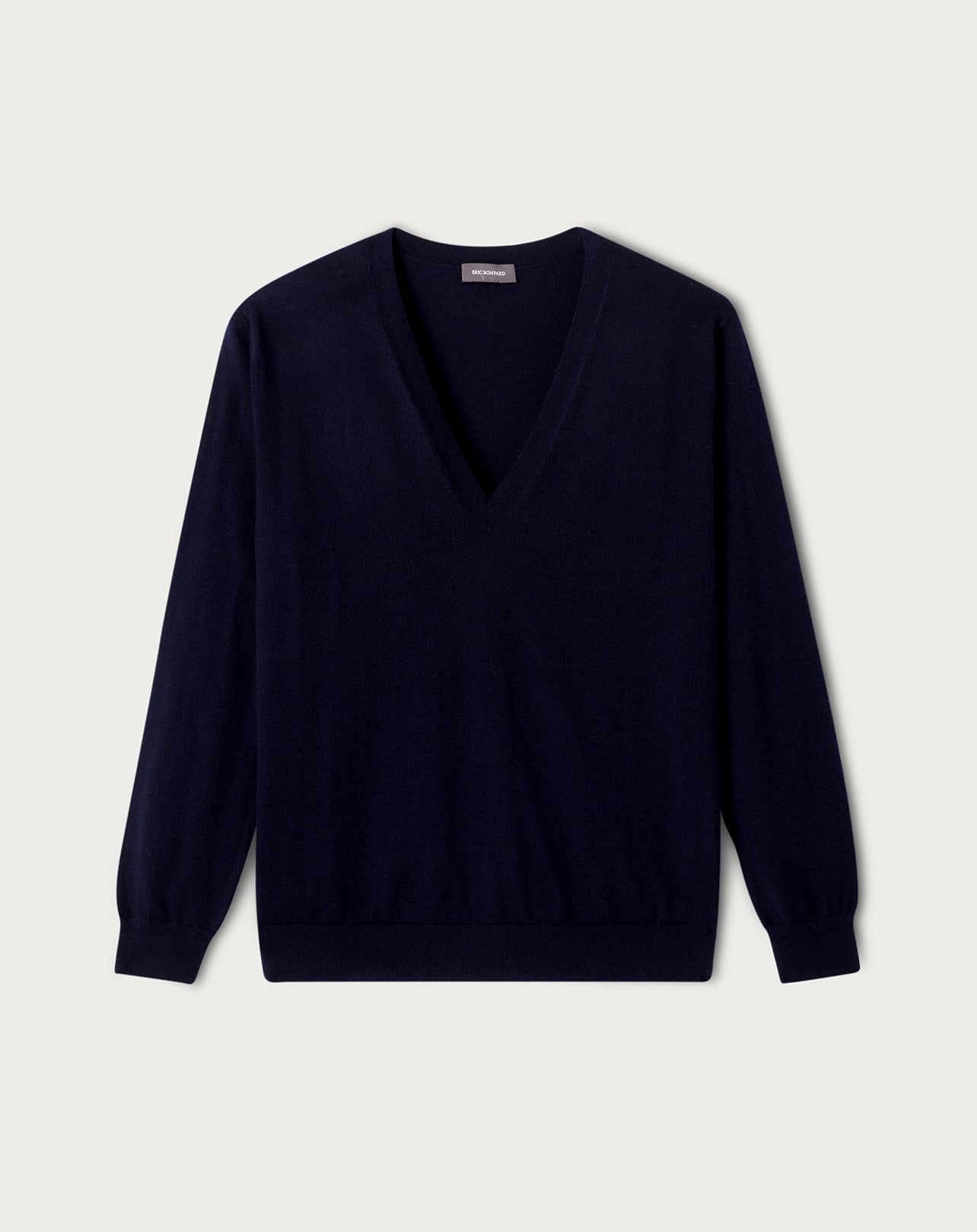 Pull V ample ultrafin-MARINE-100% CACHEMIRE