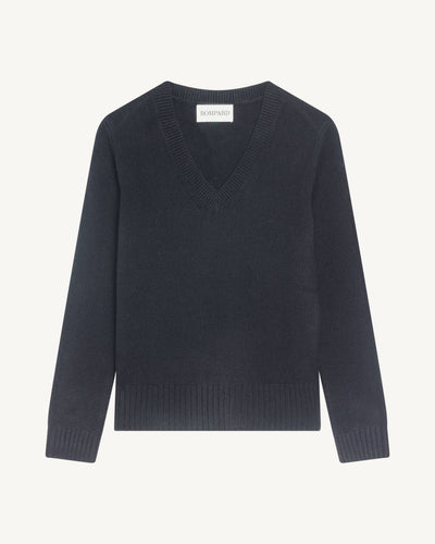 Pull col V Louise-NOIR-100% cachemire