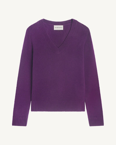 Pull col V Louise-CYCLAMEN-100% cachemire