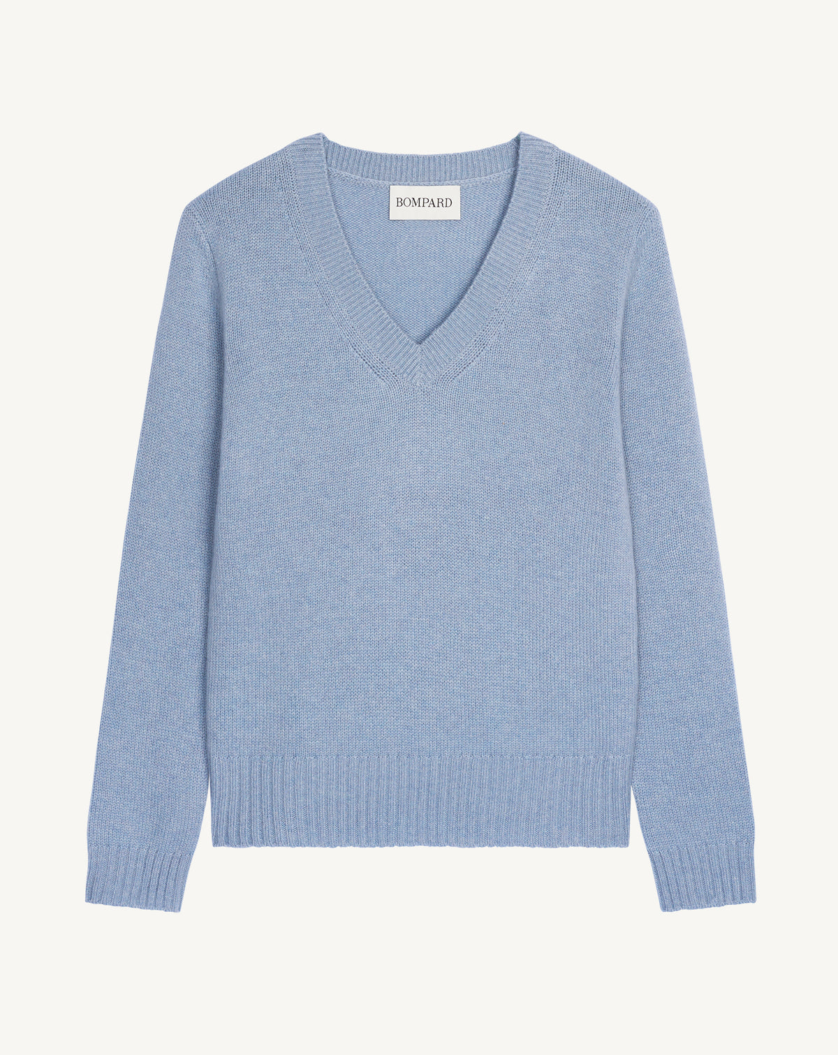 Pull col V Louise-BLEU GLACIER-100% cachemire