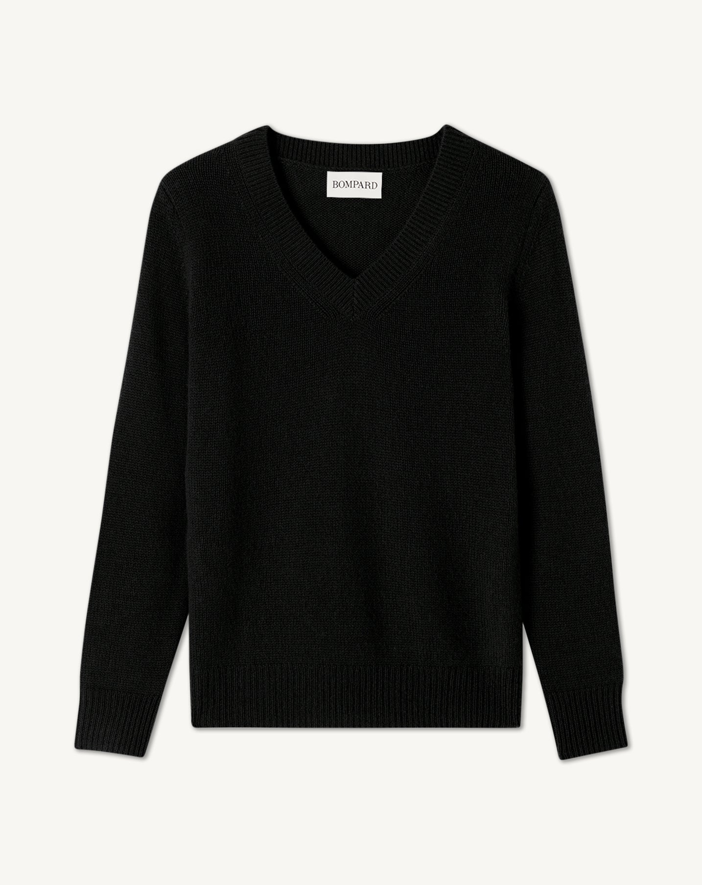 Pull col V-NOIR-100% cachemire