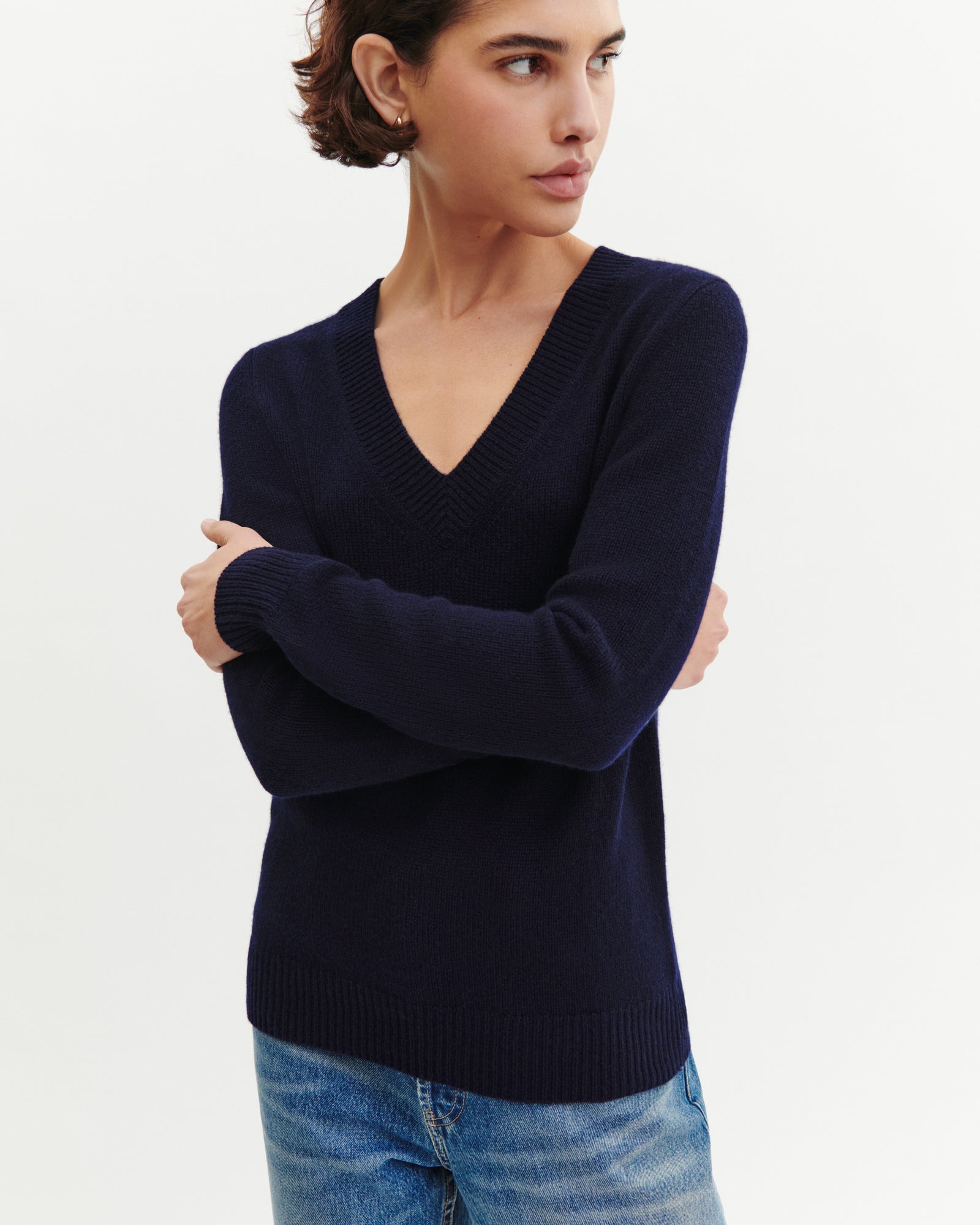 Pull col V-MARINE-100% cachemire