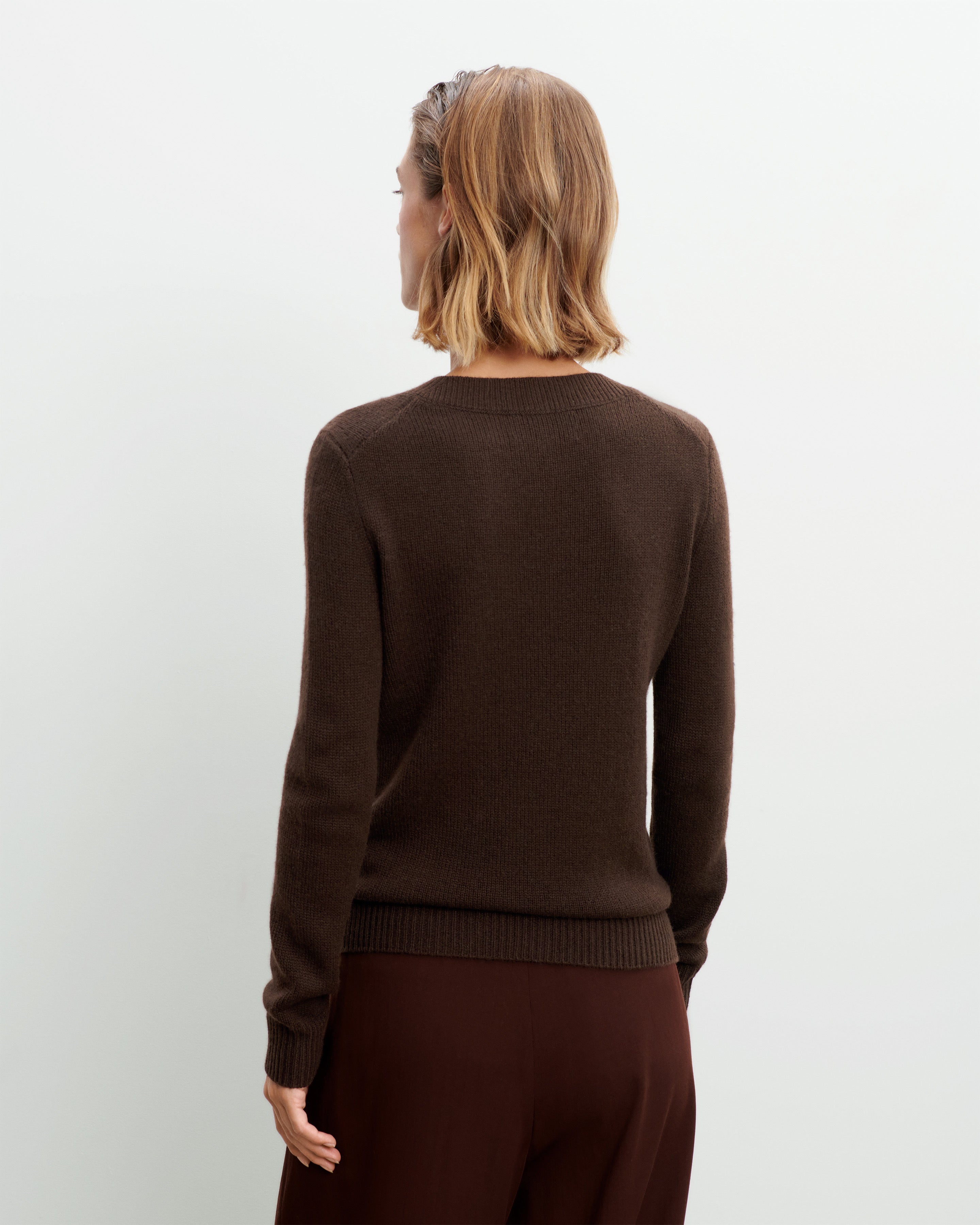 Pull col V-CHOCOLAT-100% cachemire