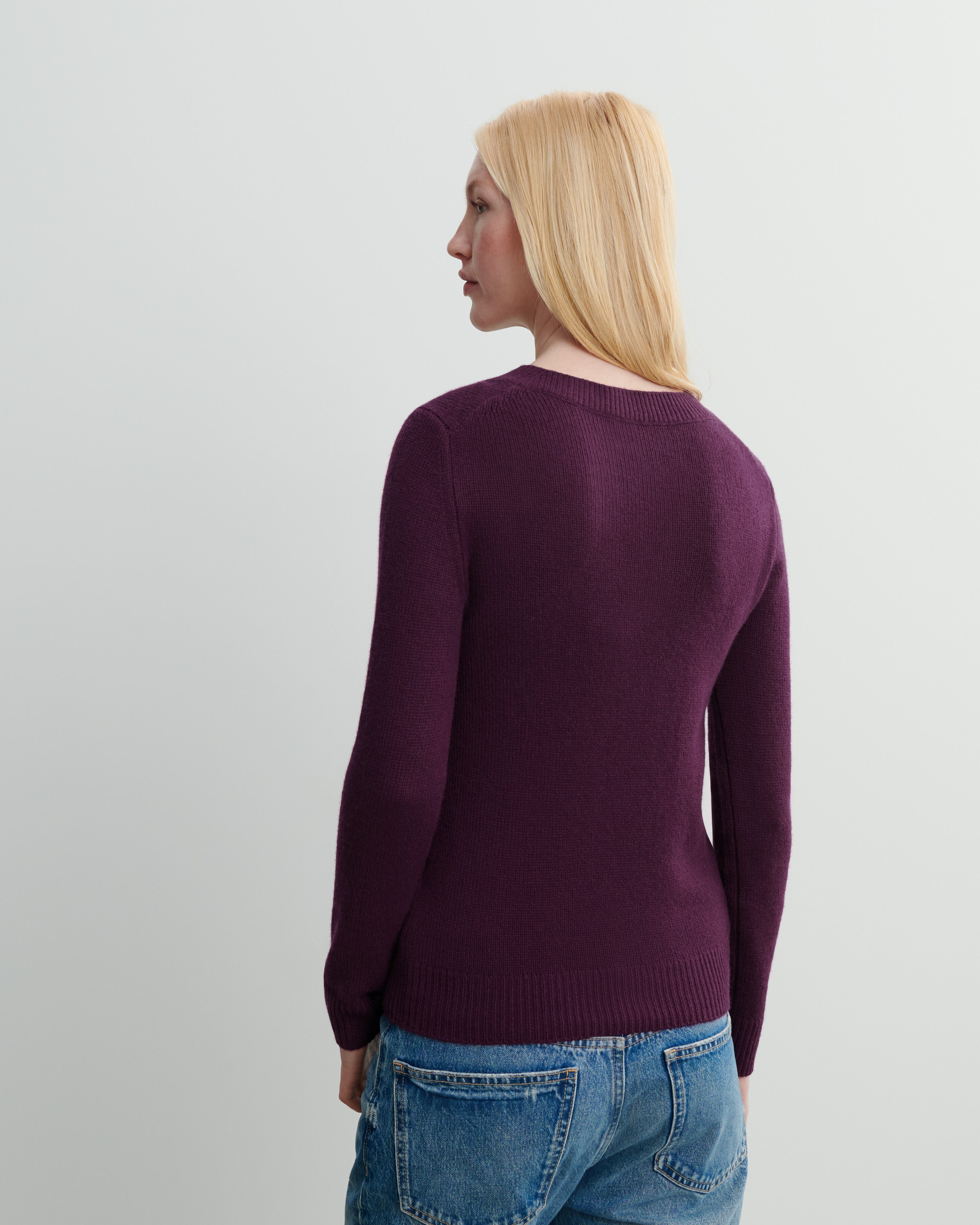 Pull col V-PRUNE DAMAS-100% cachemire