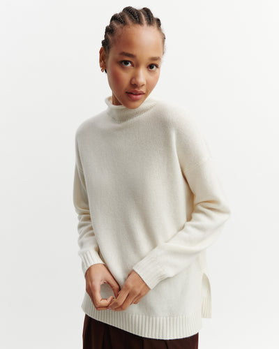 Pull col montant ample-NATUREL-100% cachemire