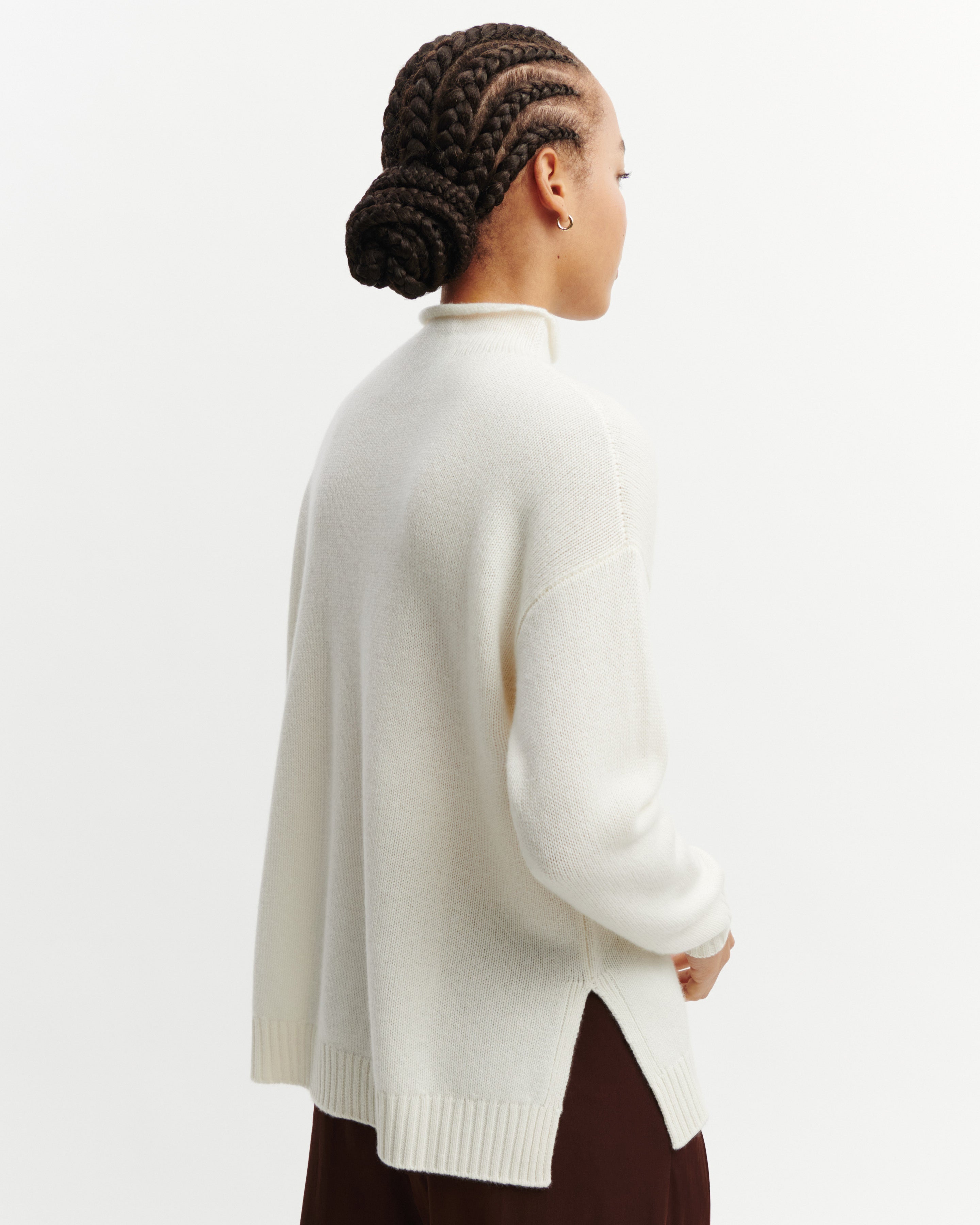 Pull col montant ample-NATUREL-100% cachemire