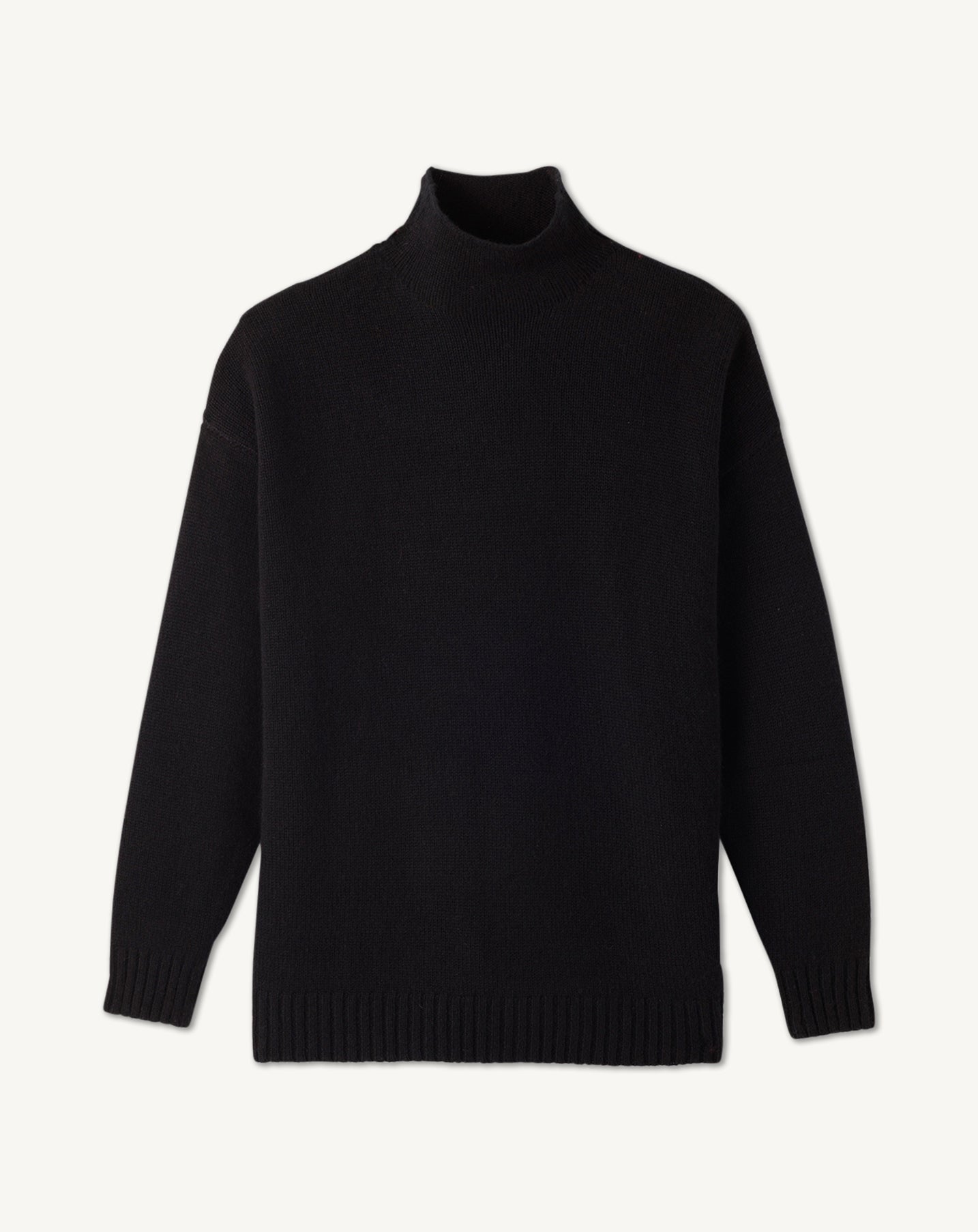 Pull col montant ample-NOIR-100% cachemire