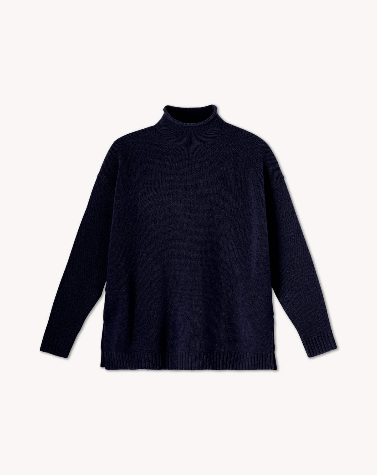 Pull col montant ample-MARINE-100% cachemire