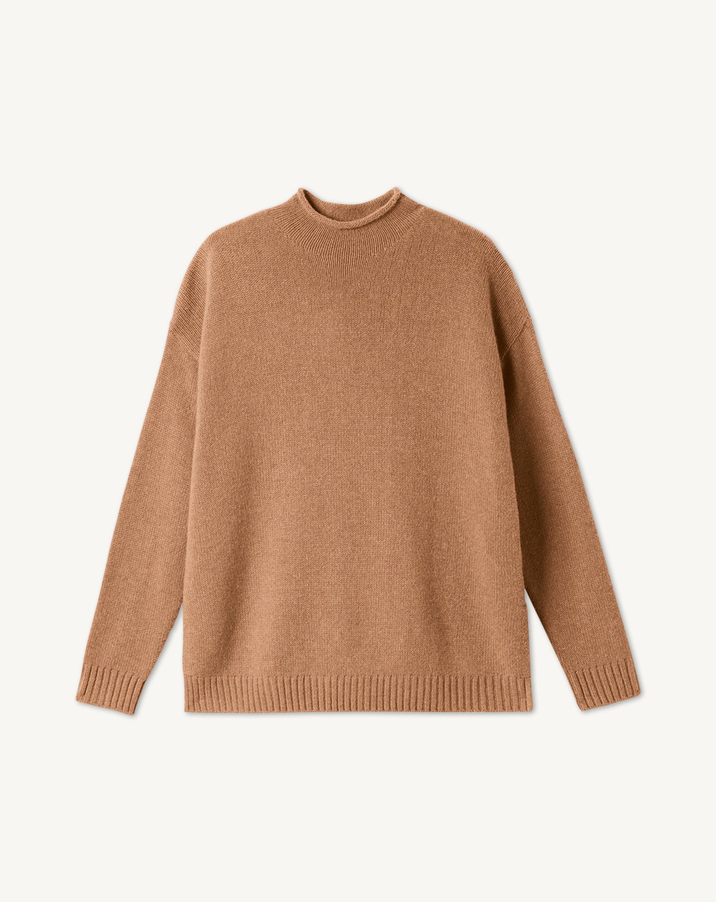Pull col montant ample-CARAMEL-100% CACHEMIRE