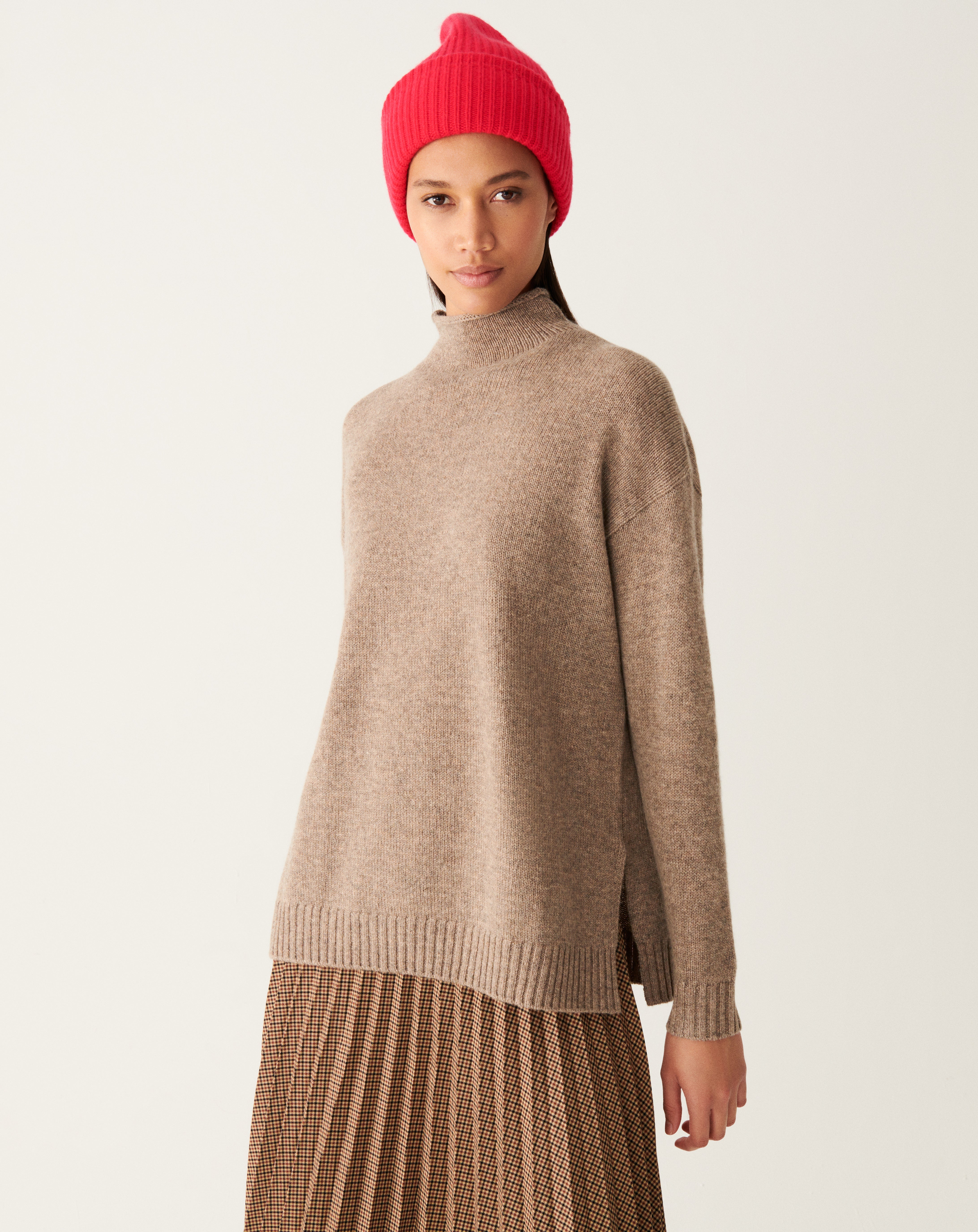 Pull col montant ample-MILLET-100% CACHEMIRE