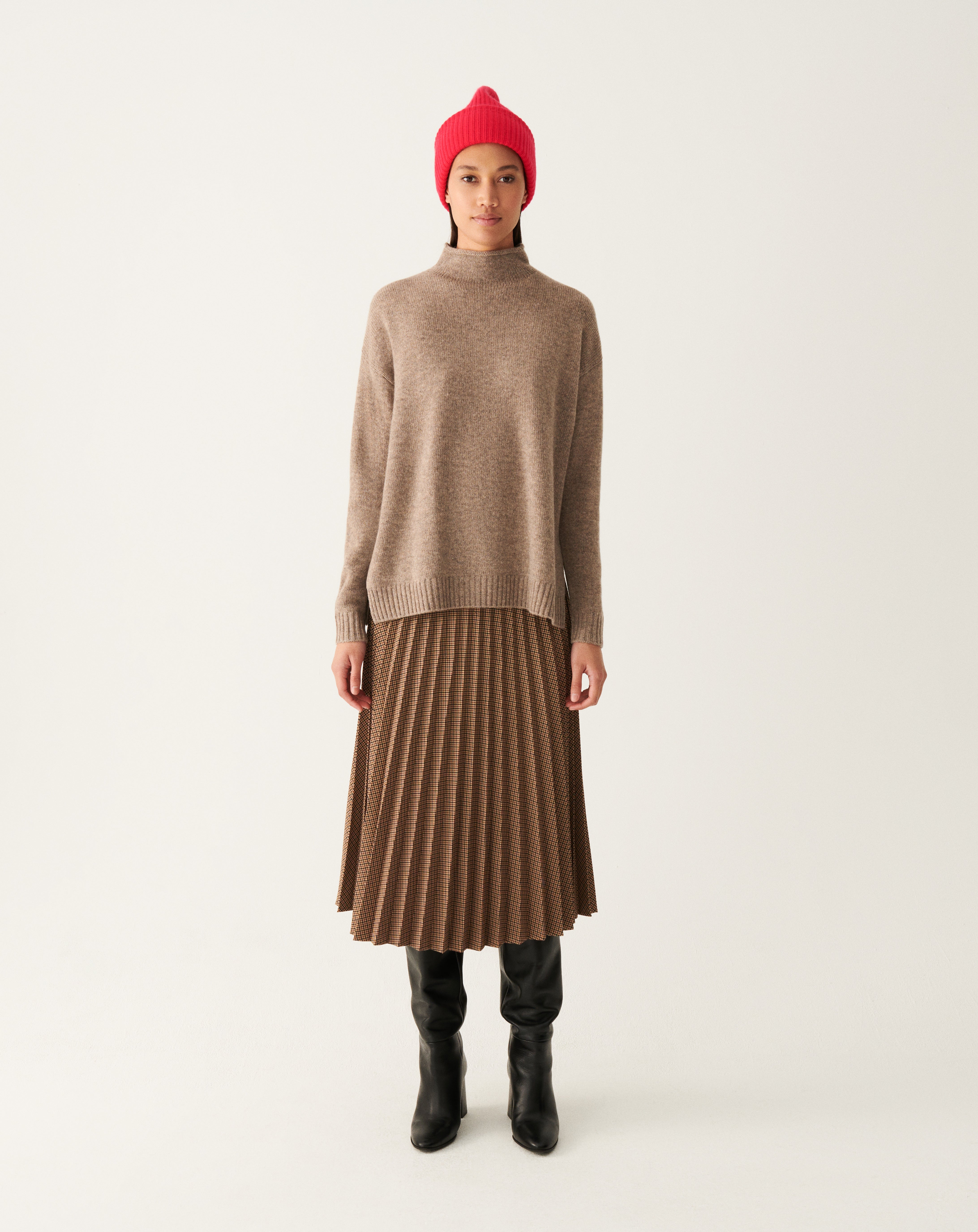 Pull col montant ample-MILLET-100% CACHEMIRE