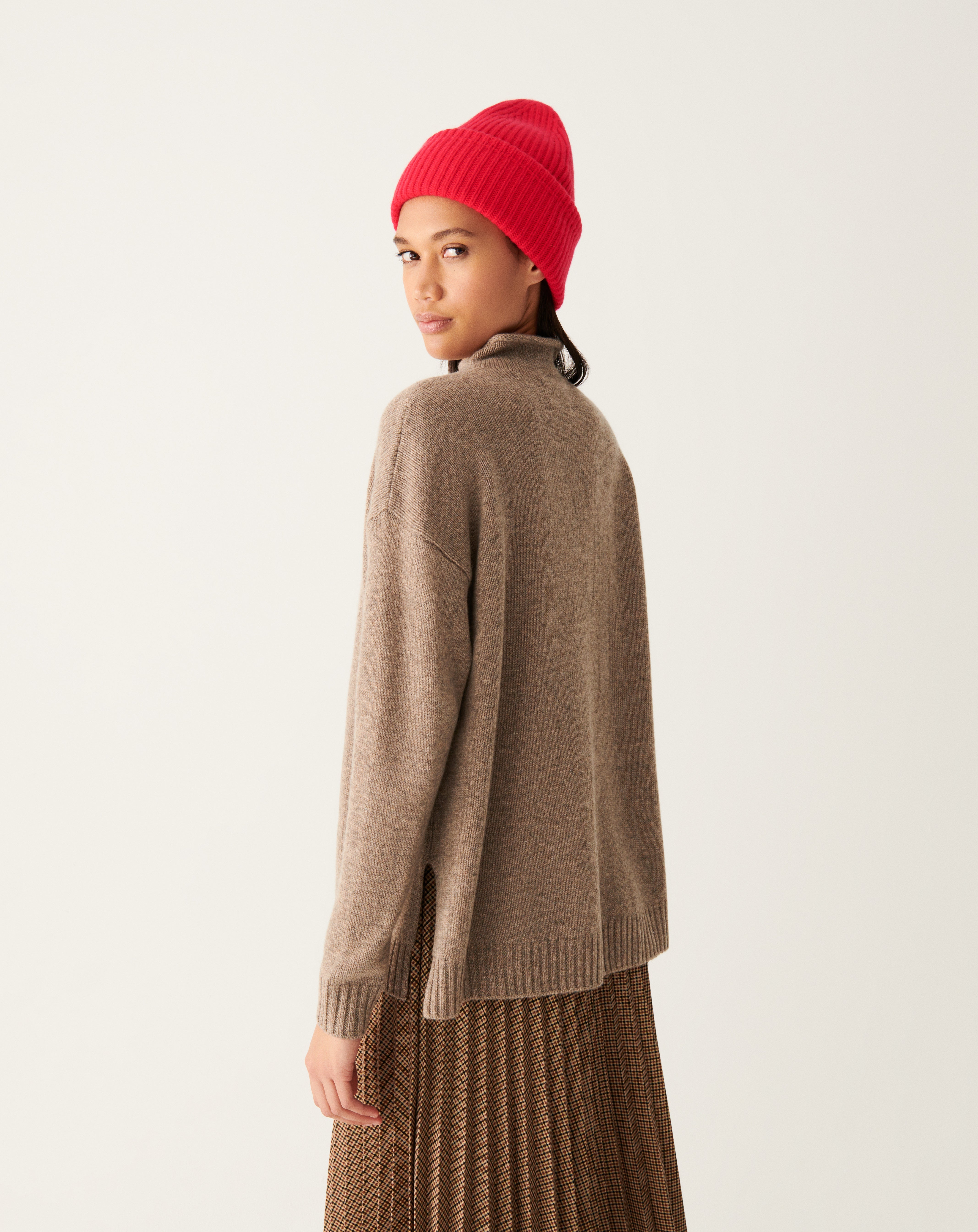 Pull col montant ample-MILLET-100% CACHEMIRE