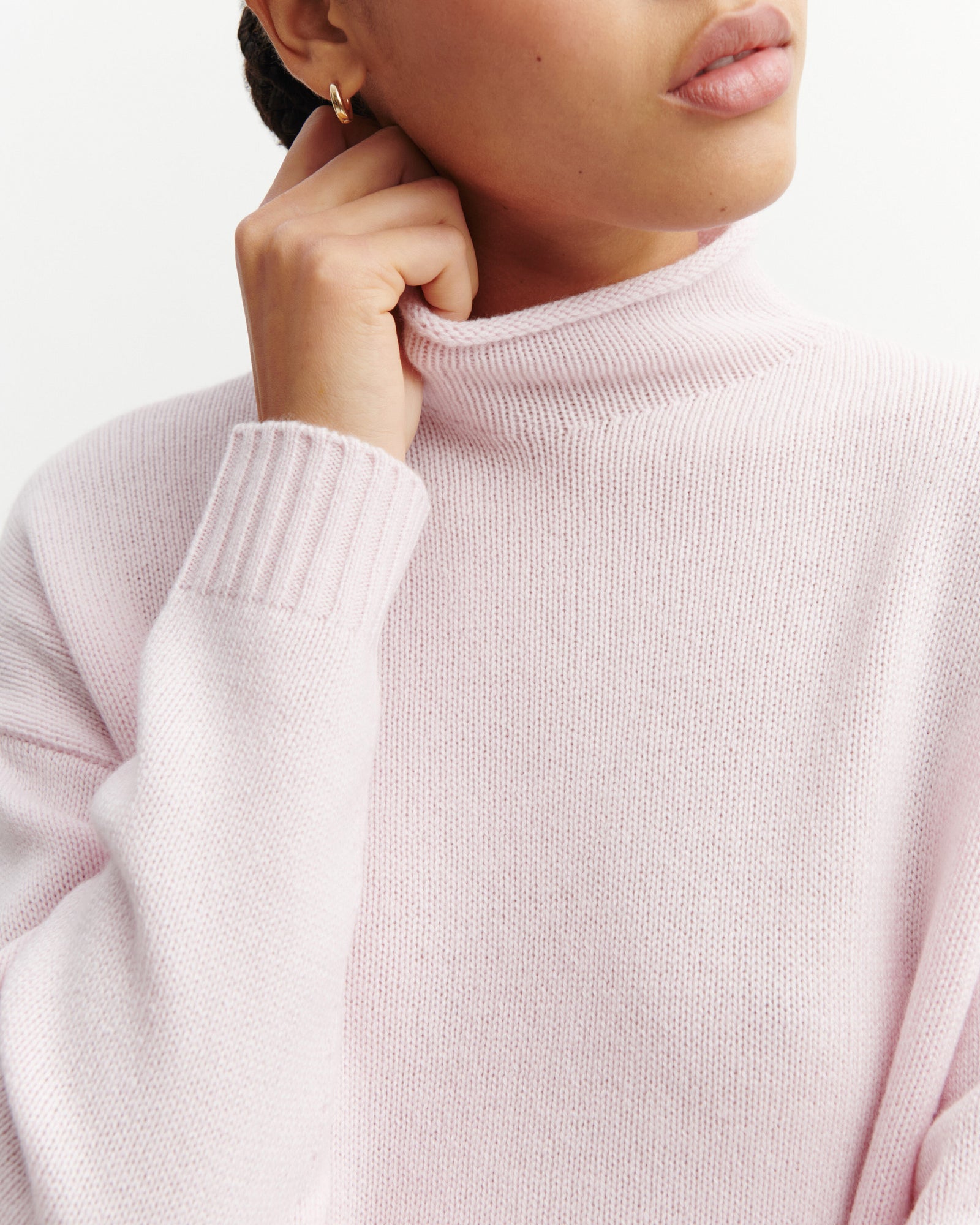 Pull col montant ample-CERISIER-100% cachemire