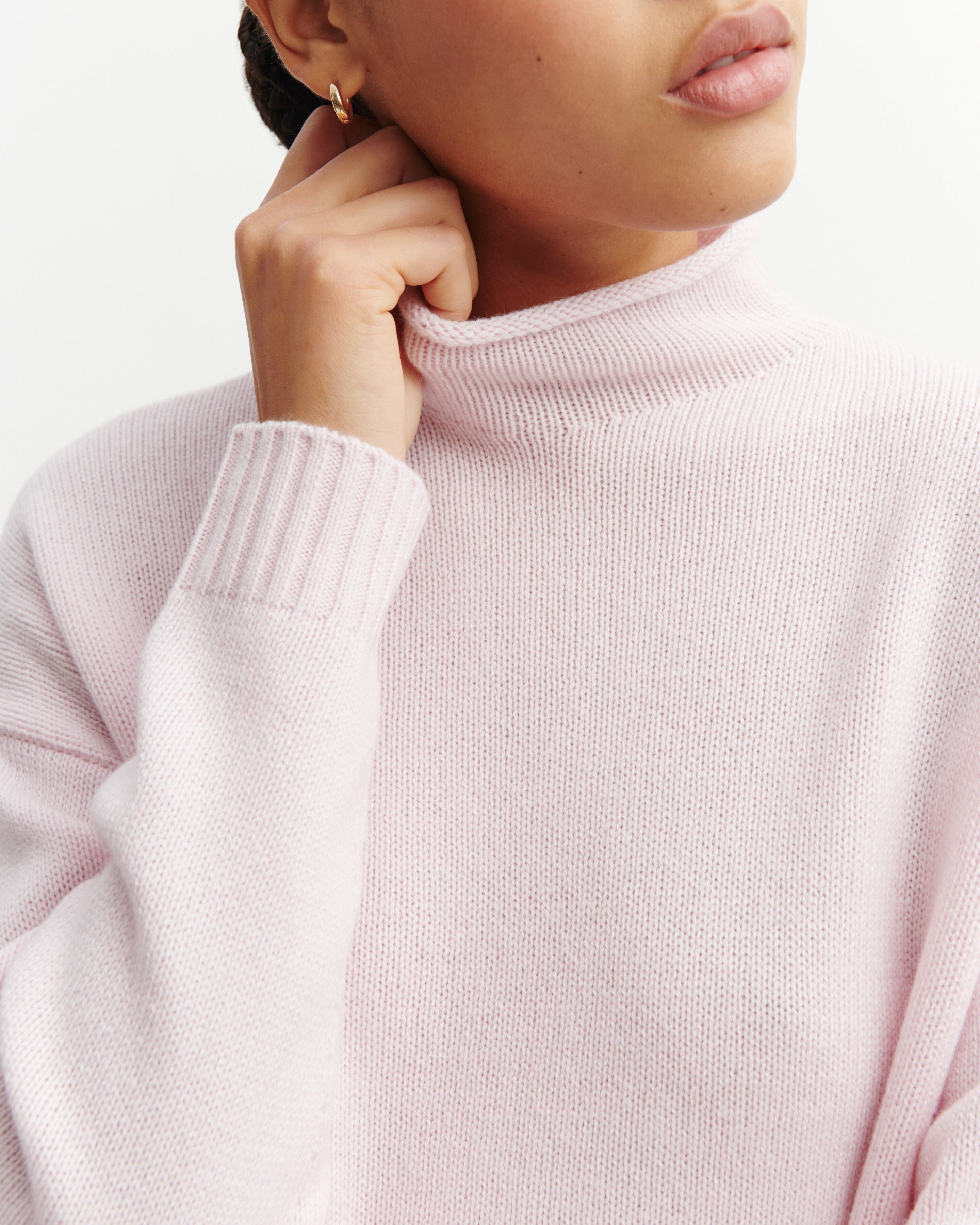 Pull col montant ample-CERISIER-100% cachemire