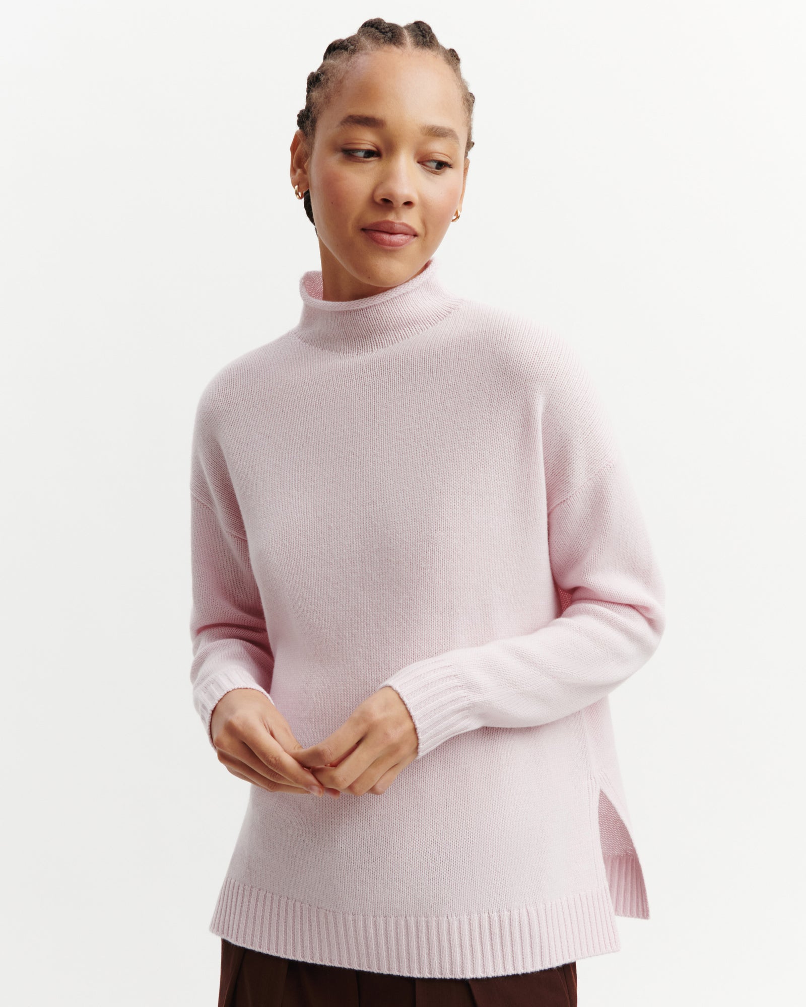 Pull col montant ample-CERISIER-100% cachemire