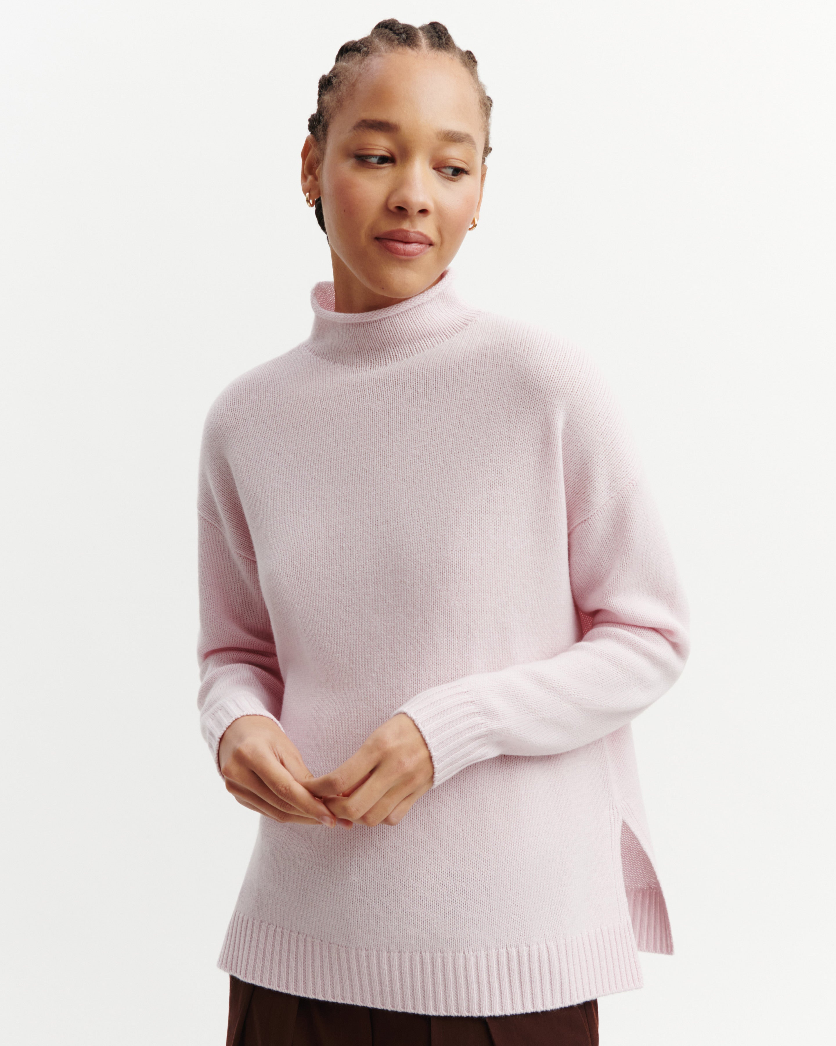 Pull col montant ample-CERISIER-100% cachemire