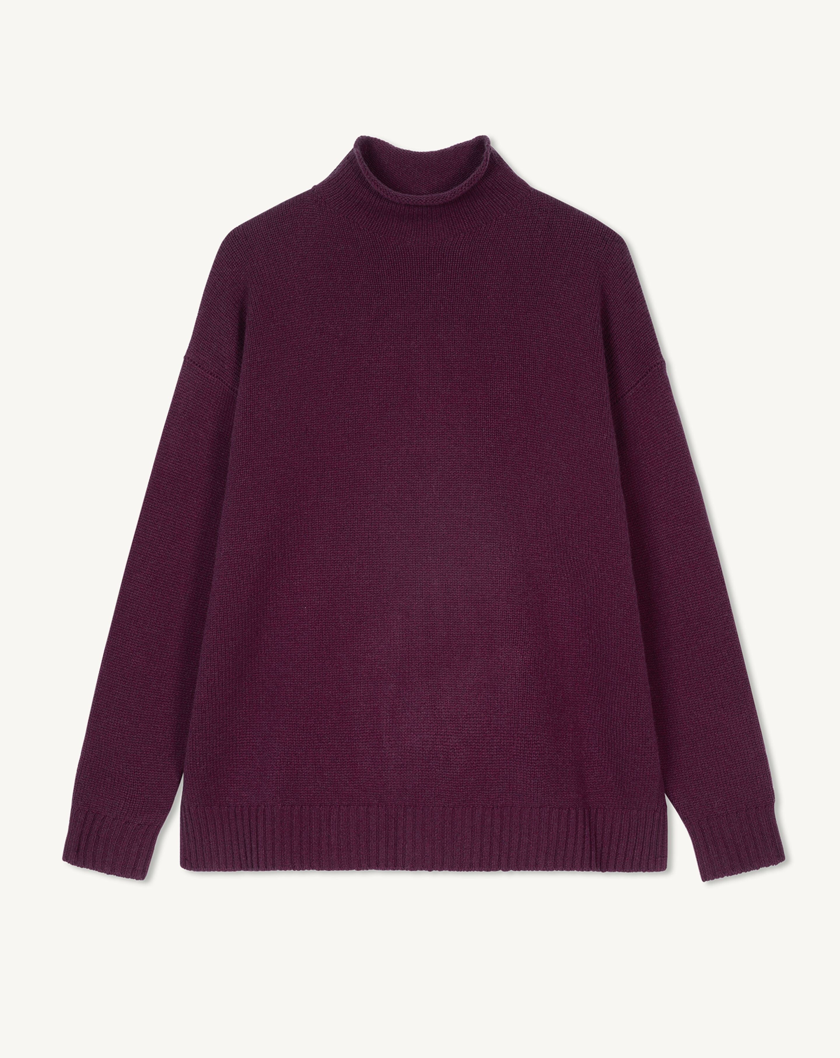 Pull col montant ample Prune damas