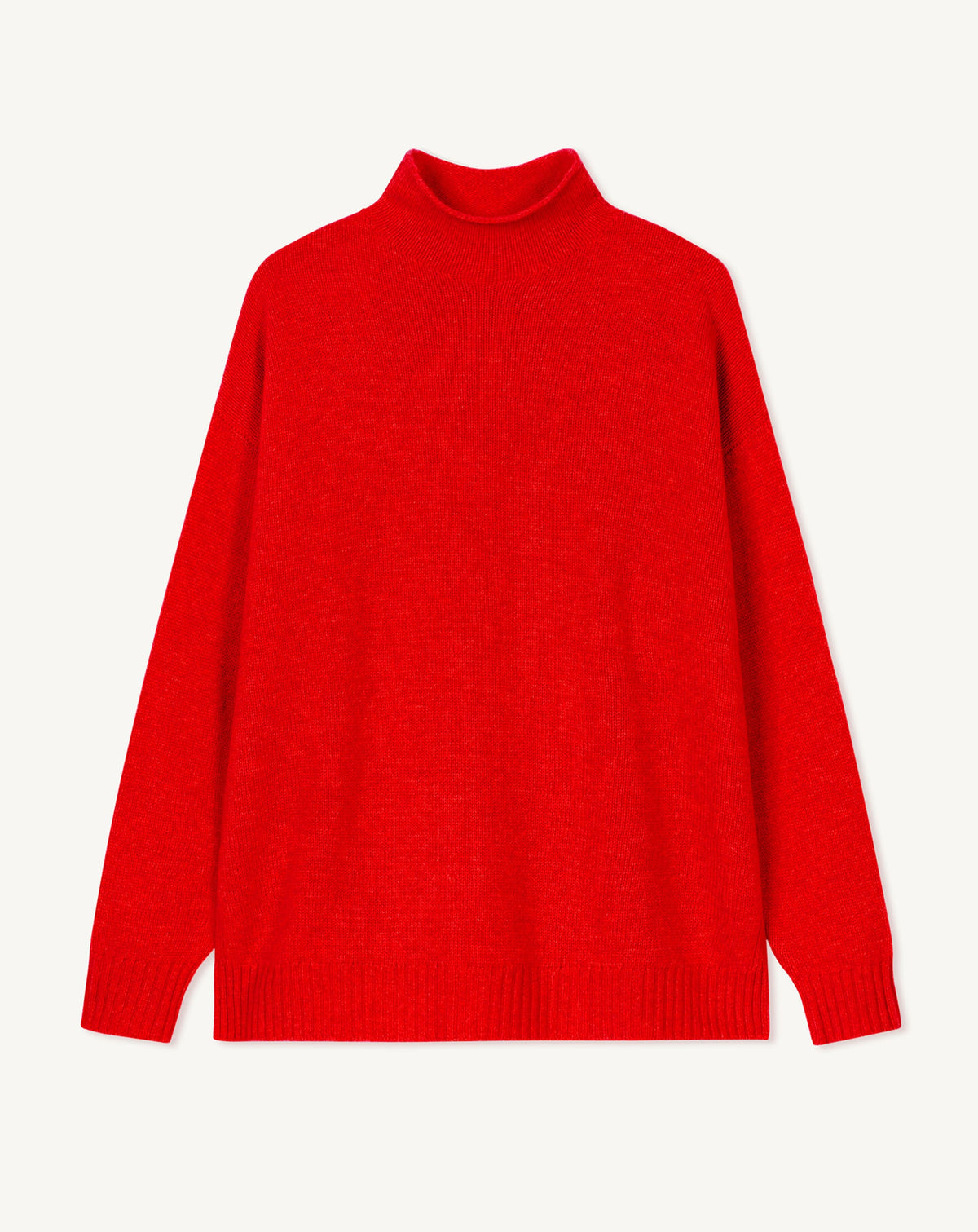 Pull col montant ample-ROUGE QUARANTE-100% cachemire