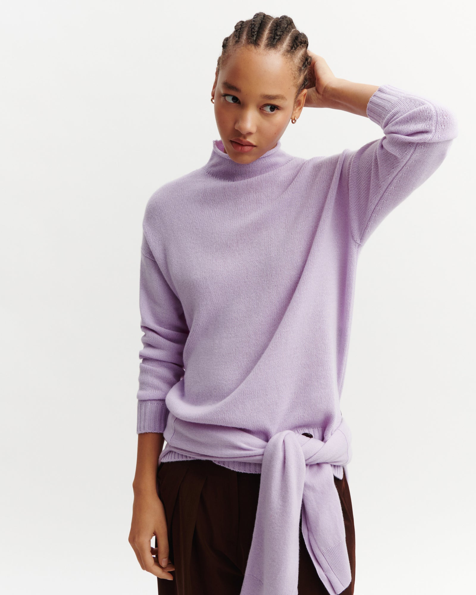 Pull col montant ample-JACINTHE-100% cachemire