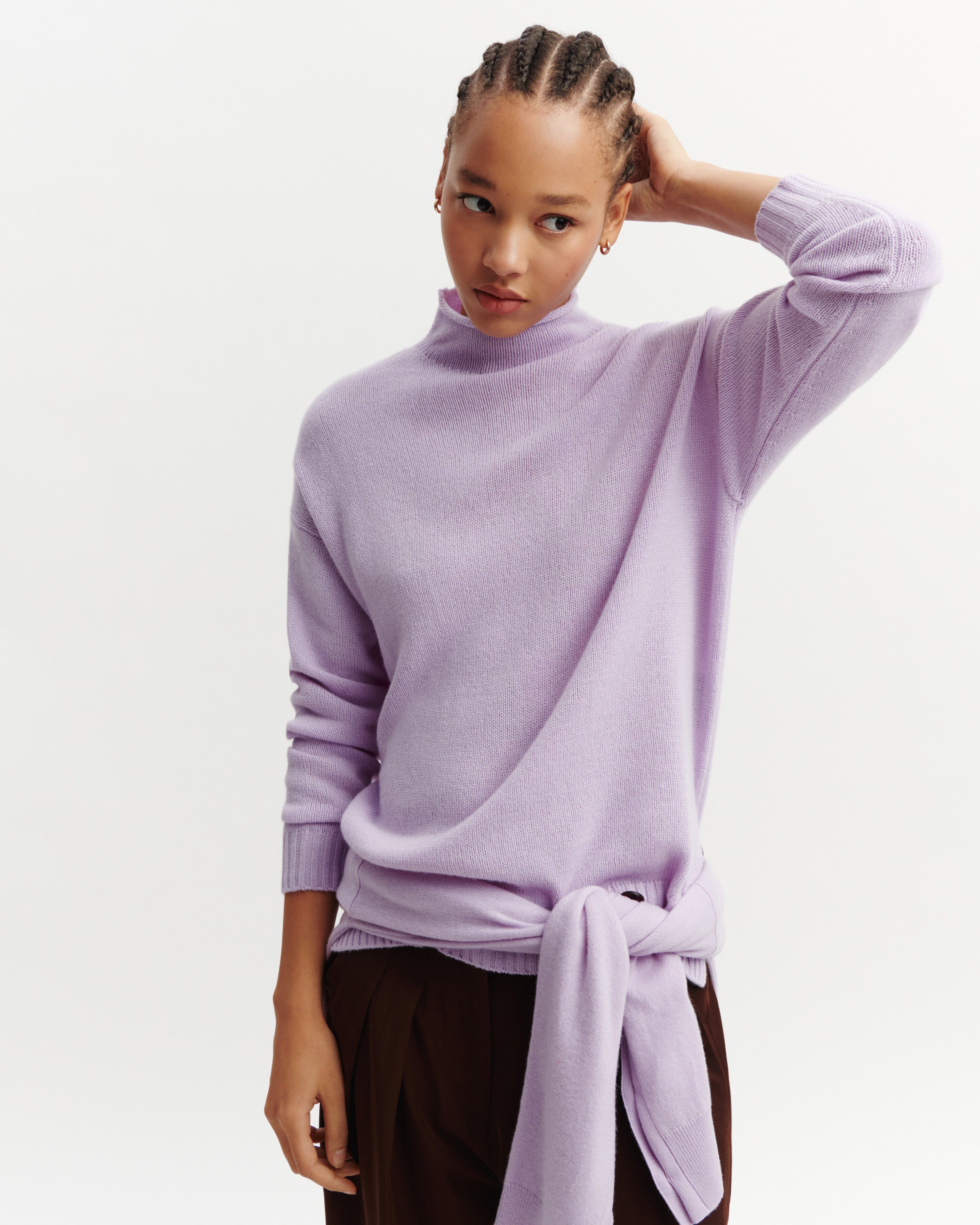 Pull col montant ample-JACINTHE-100% cachemire