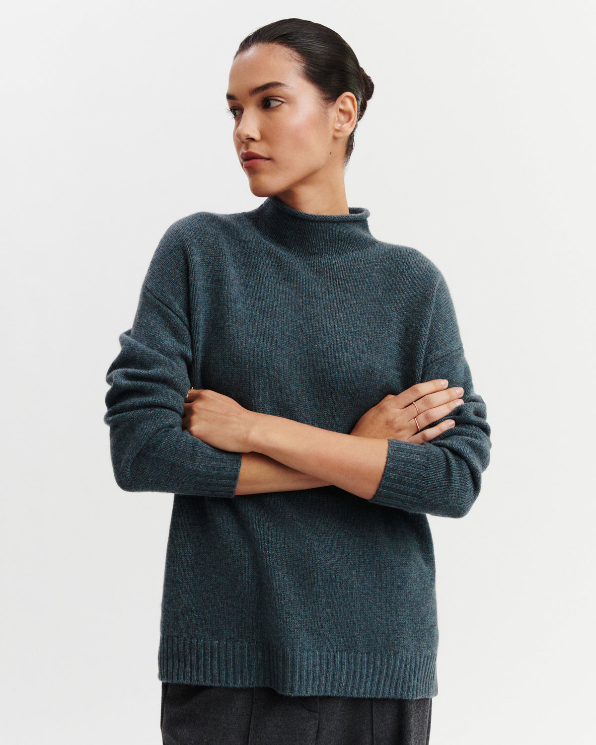 Pull col montant Lorette-BLEU GRANIT-100% cachemire