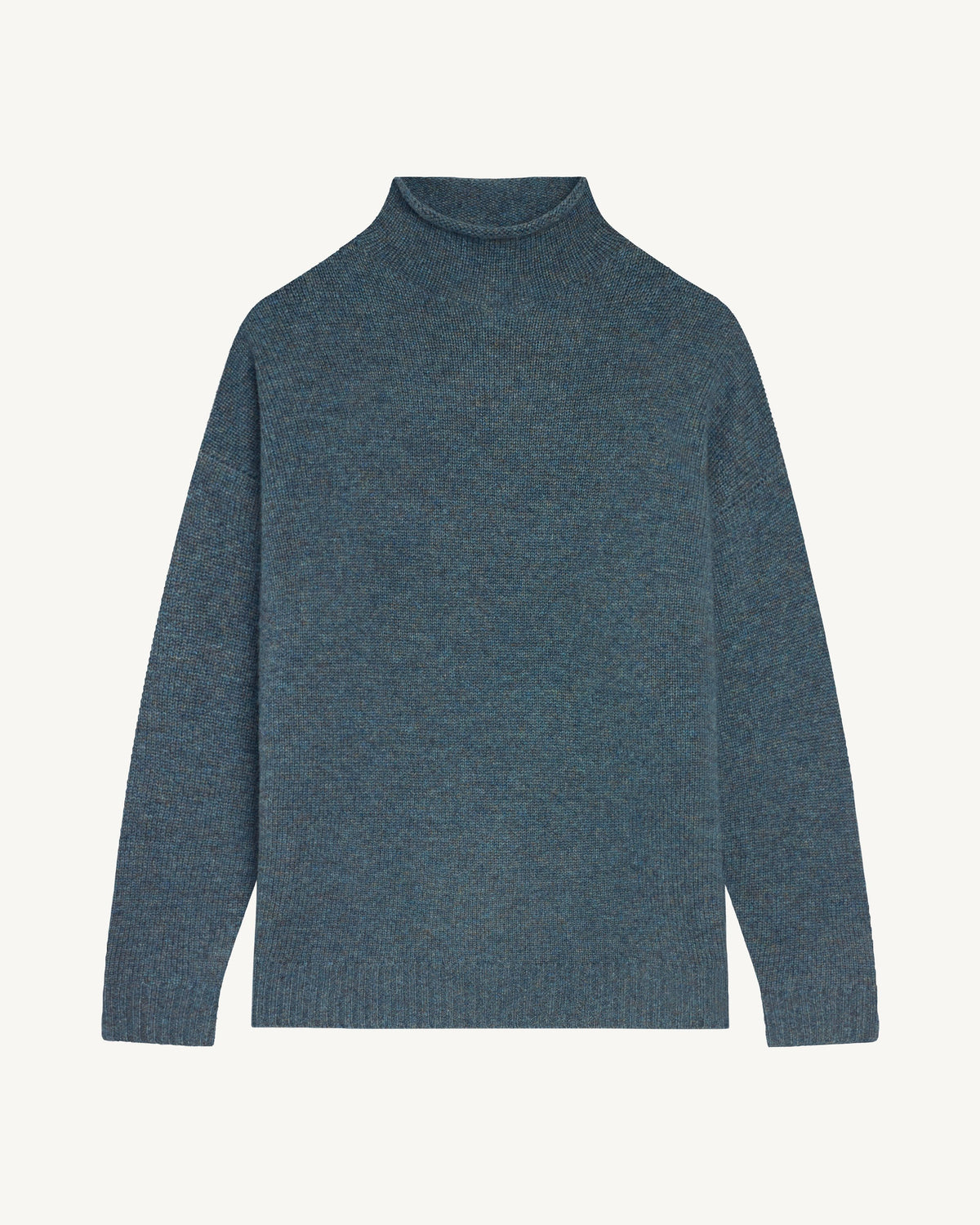 Pull col montant ample-BLEU GRANIT-100% cachemire