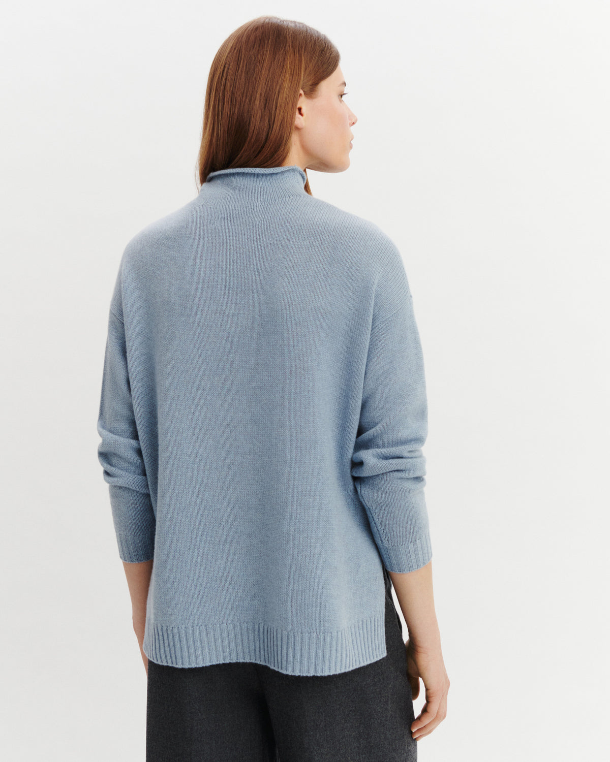 Pull col montant Lorette-BLEU GLACIER-100% cachemire