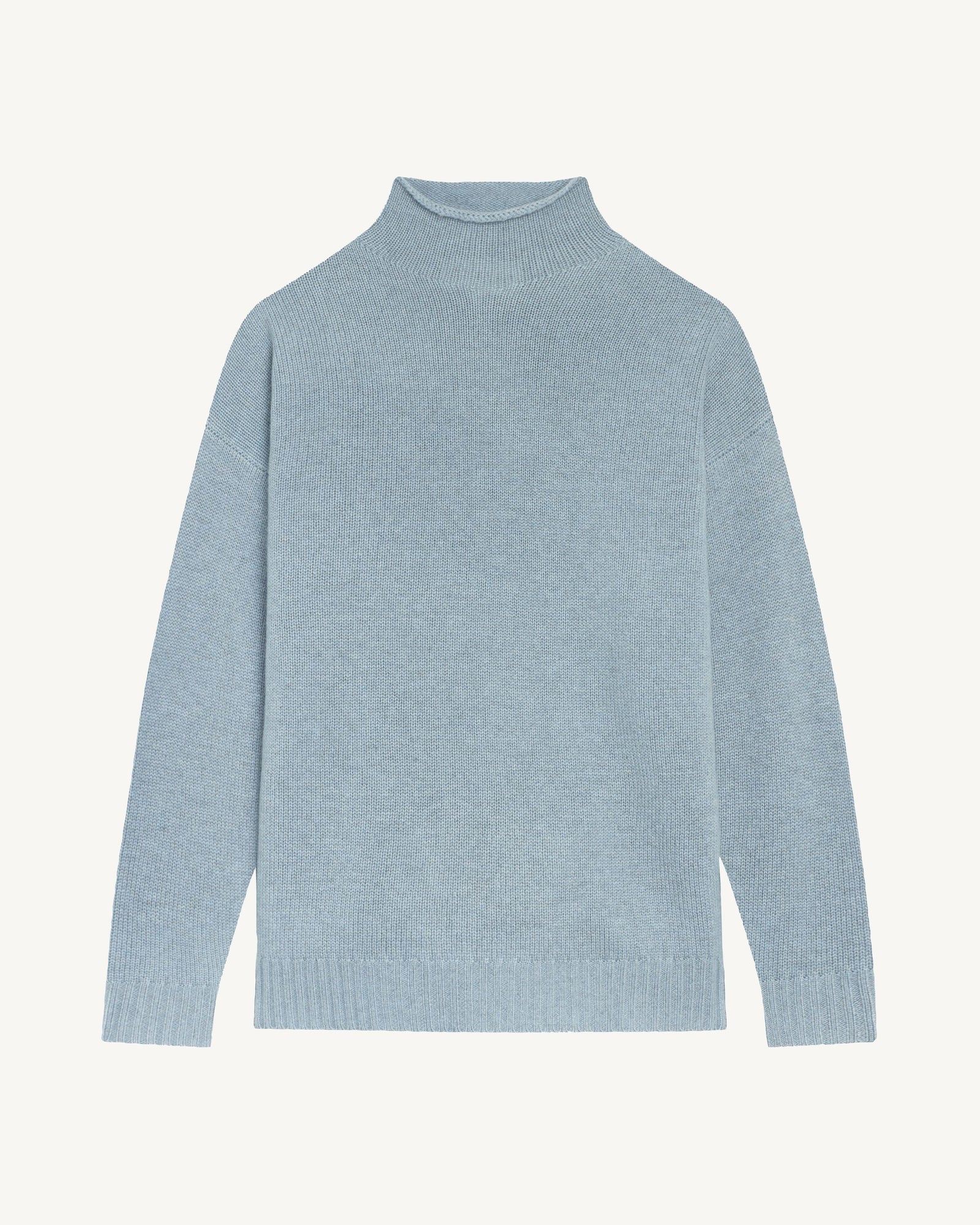 Pull col montant ample-BLEU GLACIER-100% cachemire