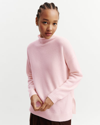 Pull col montant Lorette-ROSE QUARTZ-100% cachemire