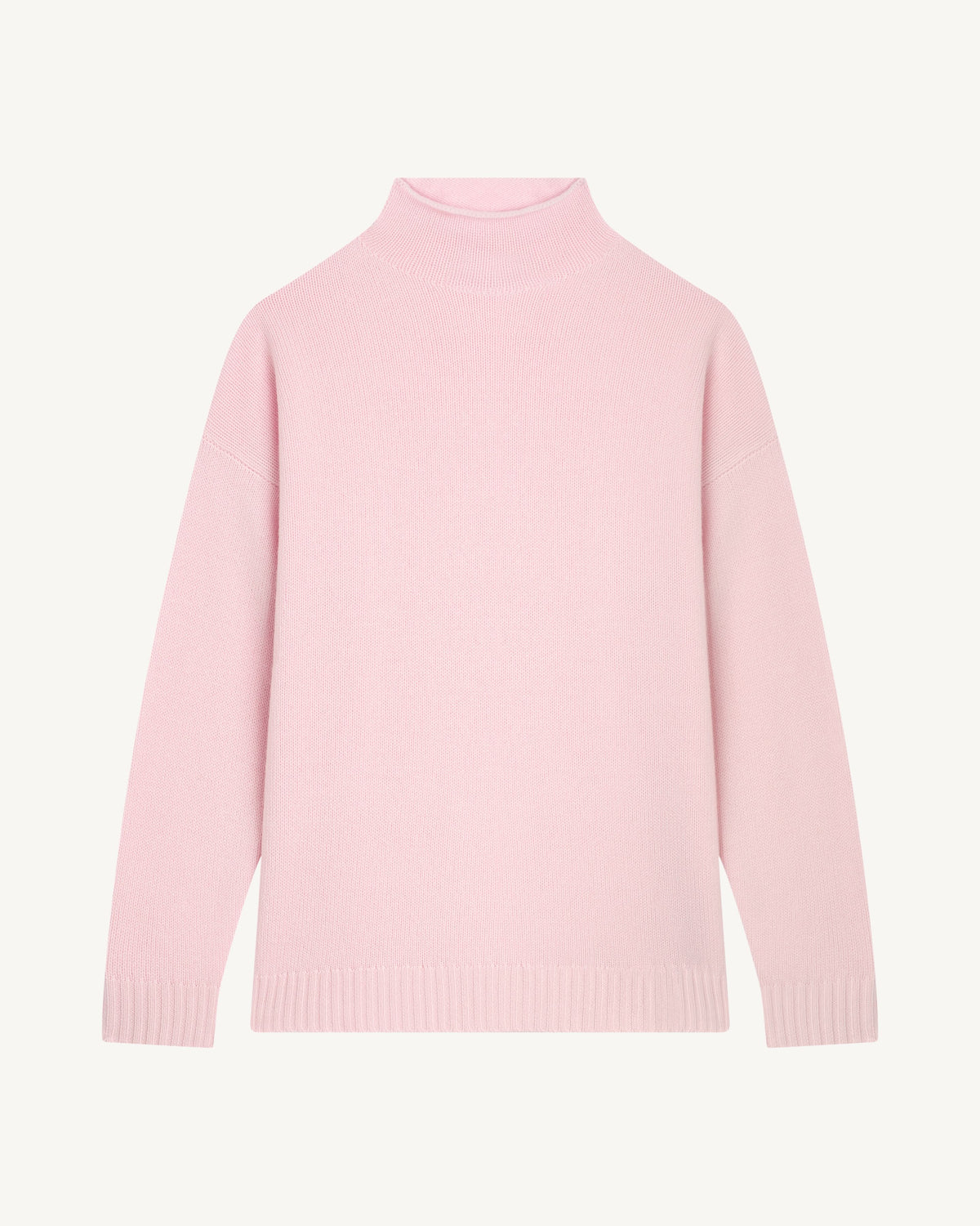 Pull col montant ample-ROSE QUARTZ-100% cachemire