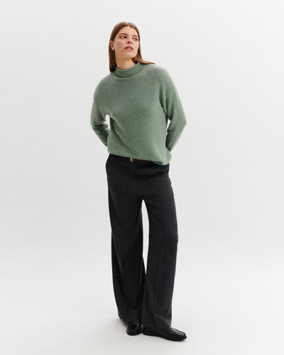 Pull col montant Lorette-VERT DE GRIS-100% cachemire
