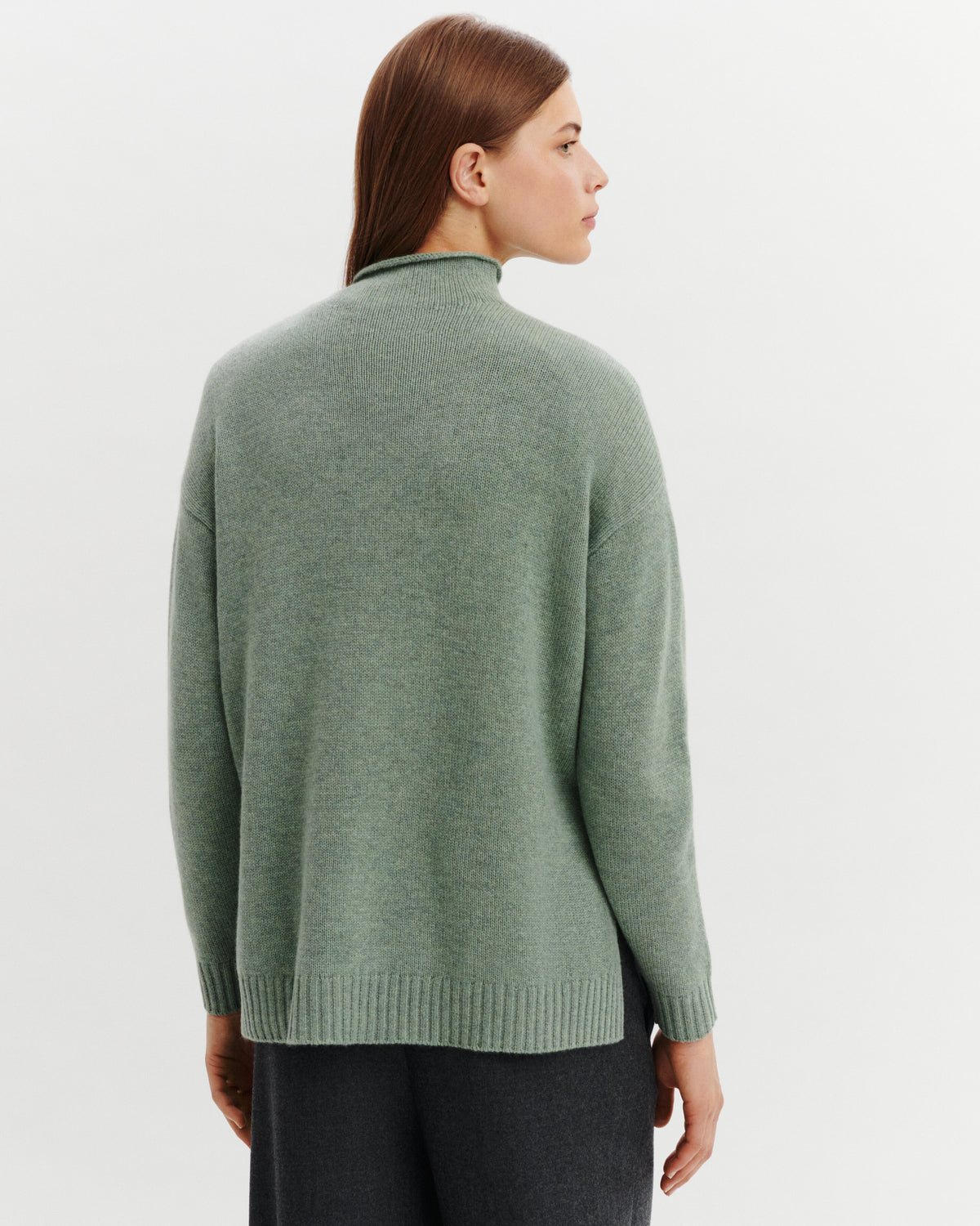 Pull col montant Lorette-VERT DE GRIS-100% cachemire