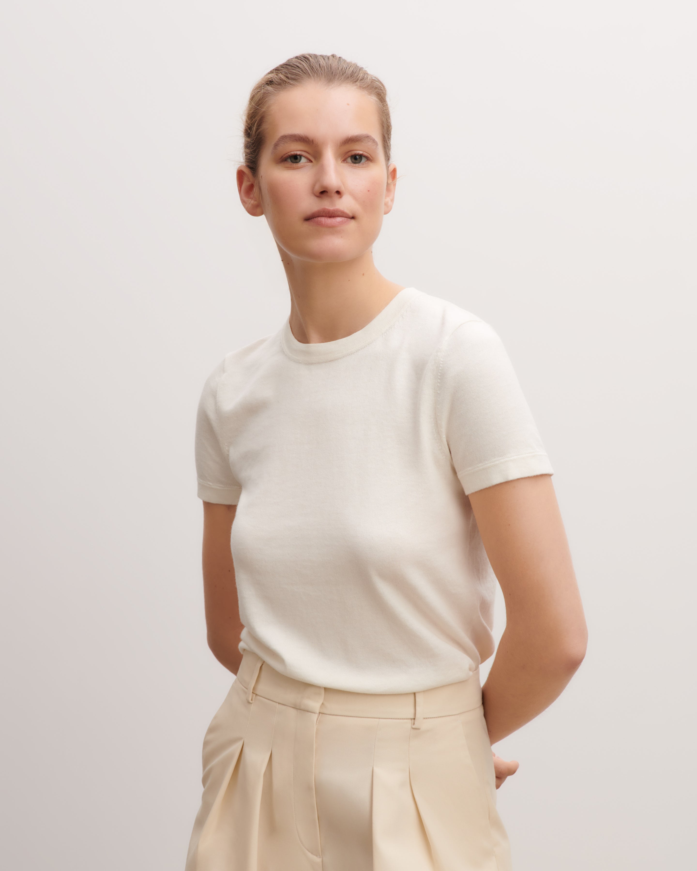 T-shirt ultrafin-NATUREL-85% PIMA COTON 15% CACHEMIRE